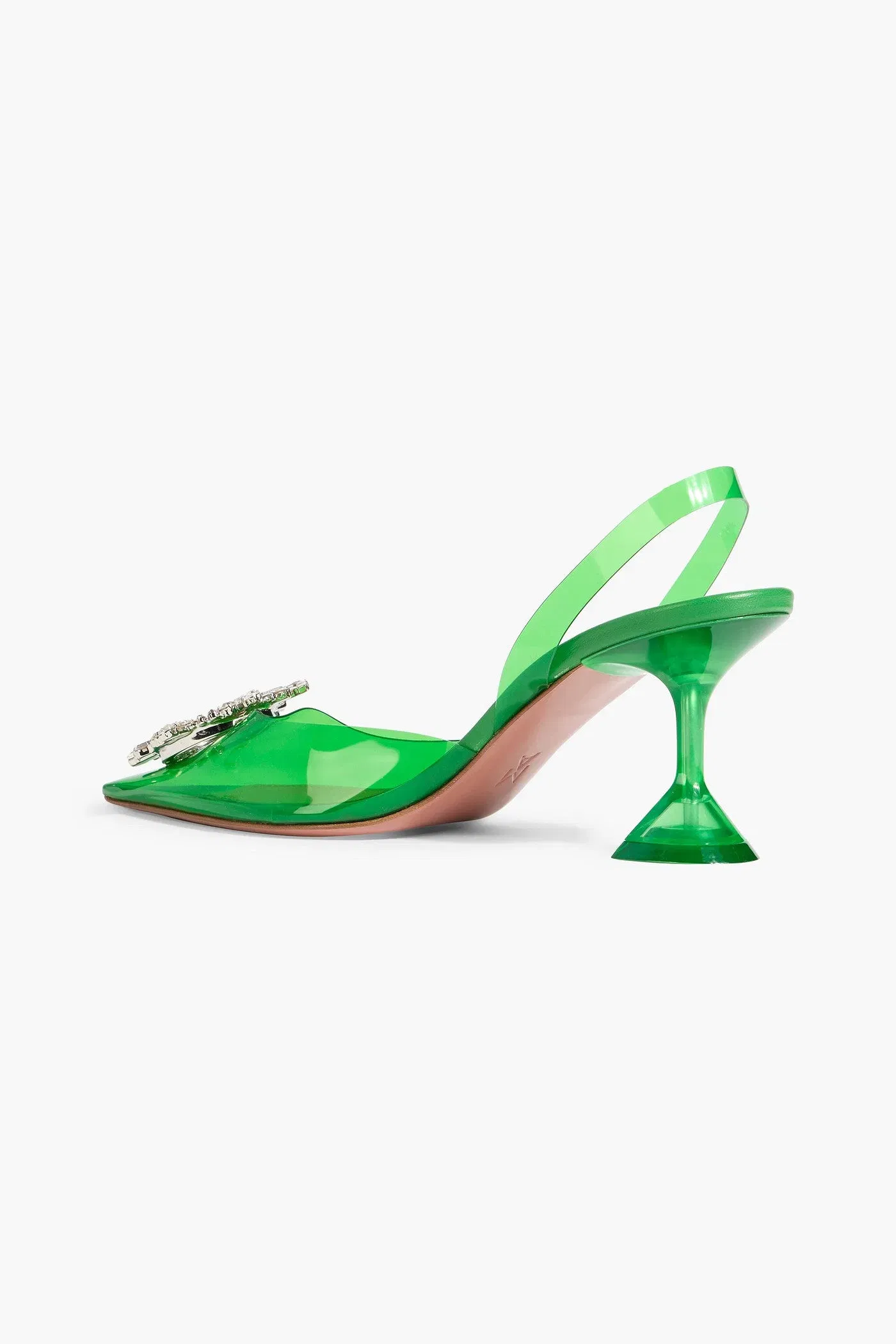 Amina Muaddi Begum Crystal-Embellished Pvc Slingback Pumps Bright Green Women's
