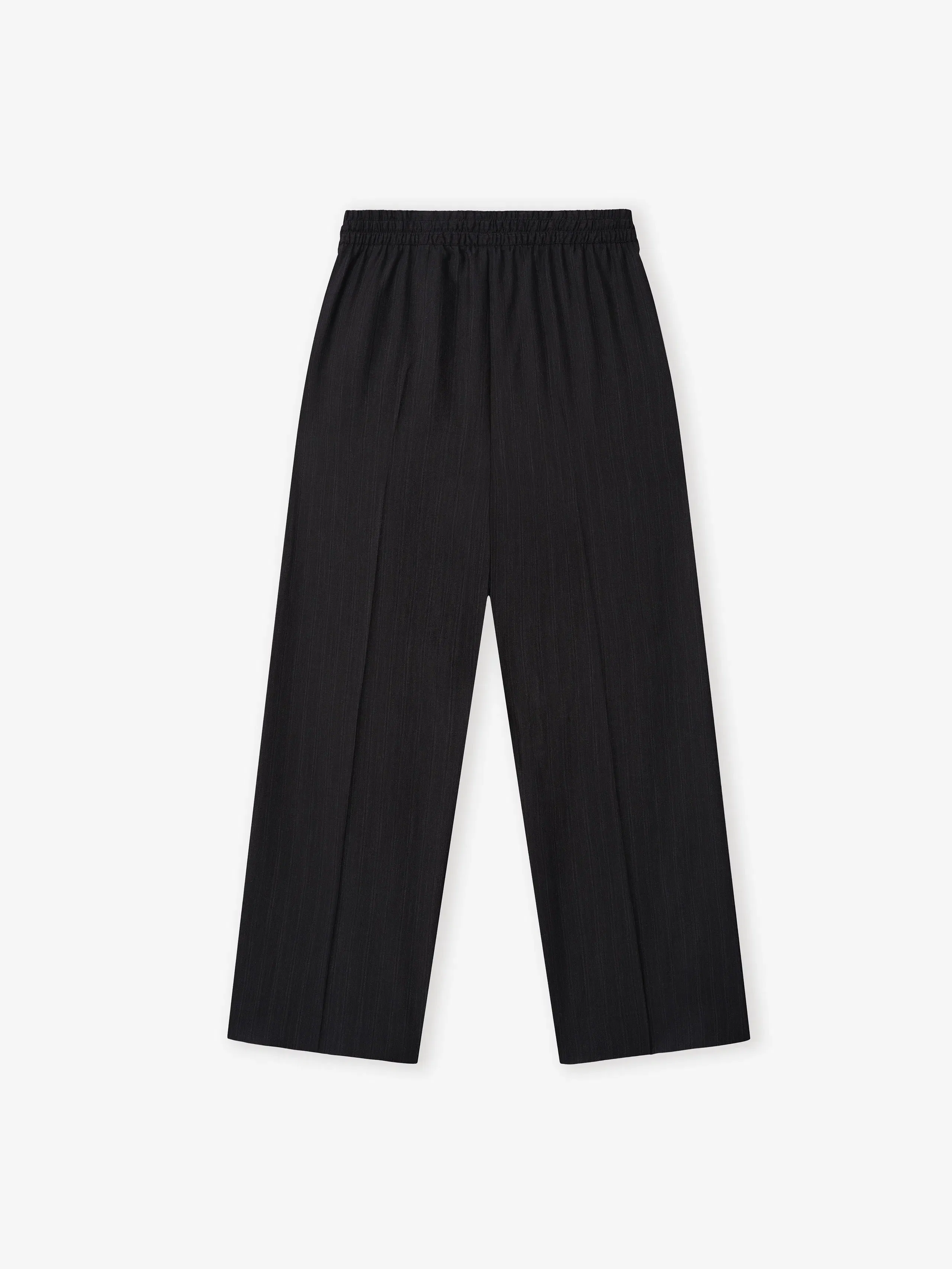 Essentials Black Striped Wool Wide Leg Drawstring Pants Black Striped