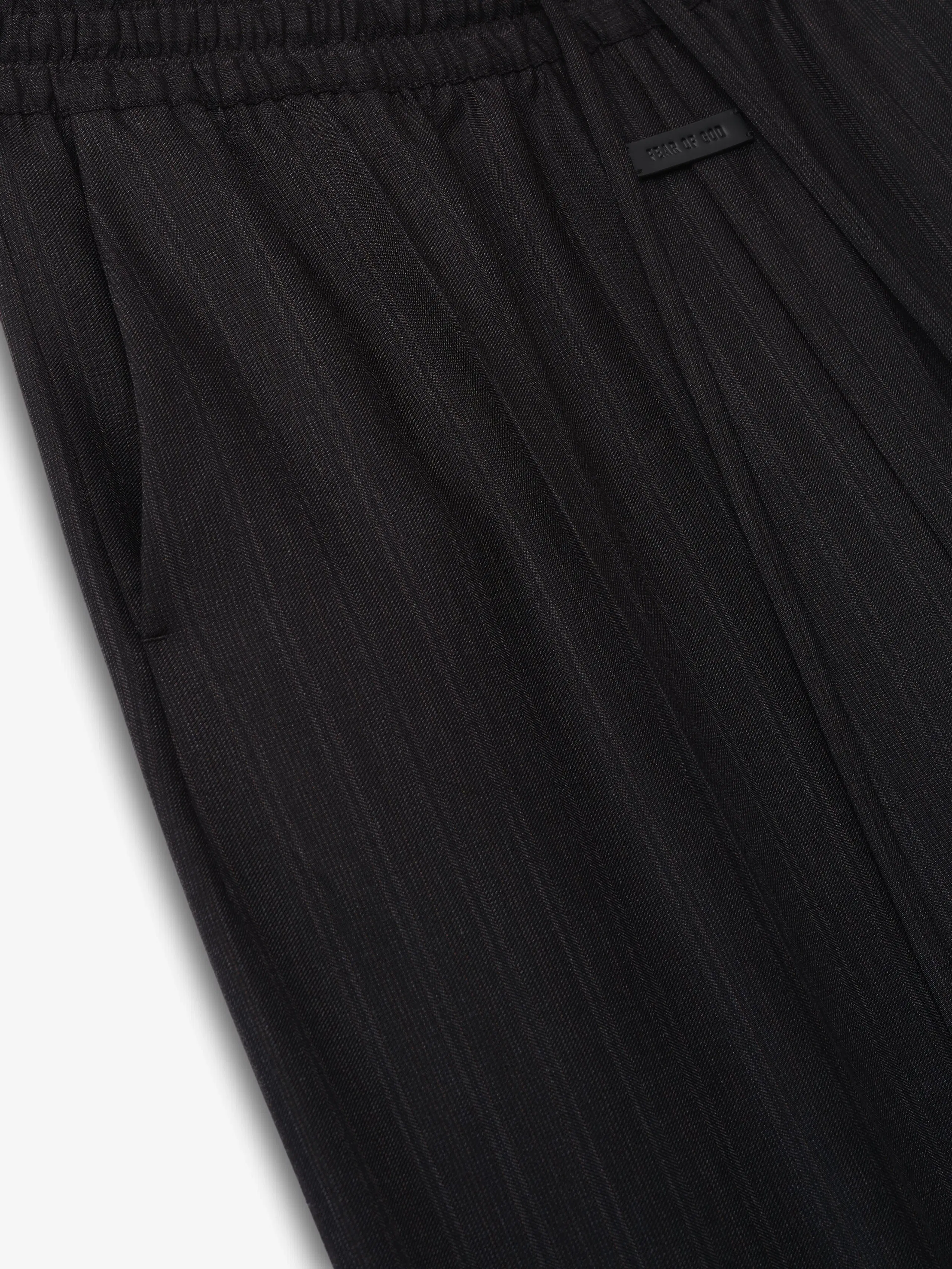 Essentials Black Striped Wool Wide Leg Drawstring Pants Black Striped
