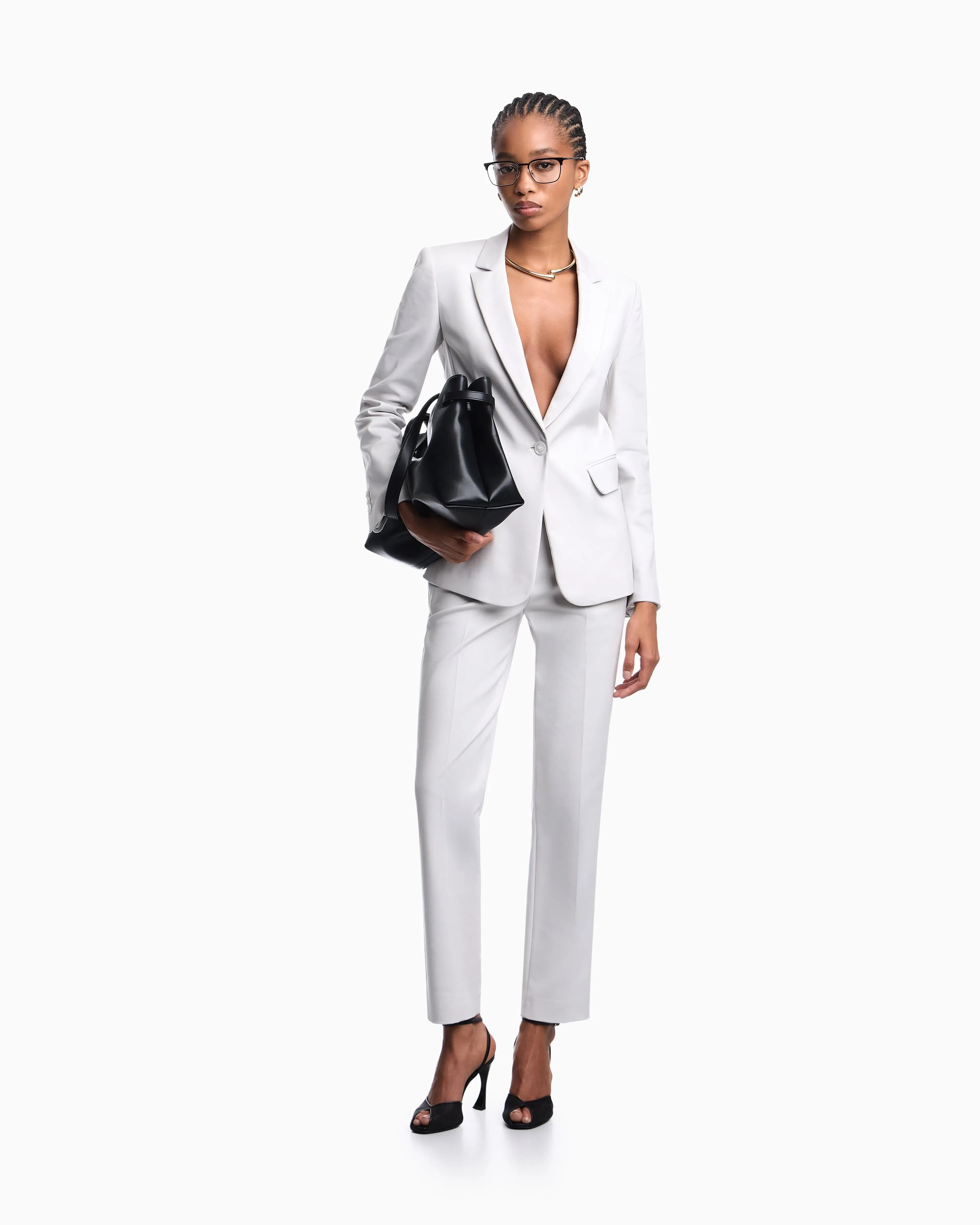 Emporio Armani US Exclusive compact stretch-cotton single-breasted jacket
