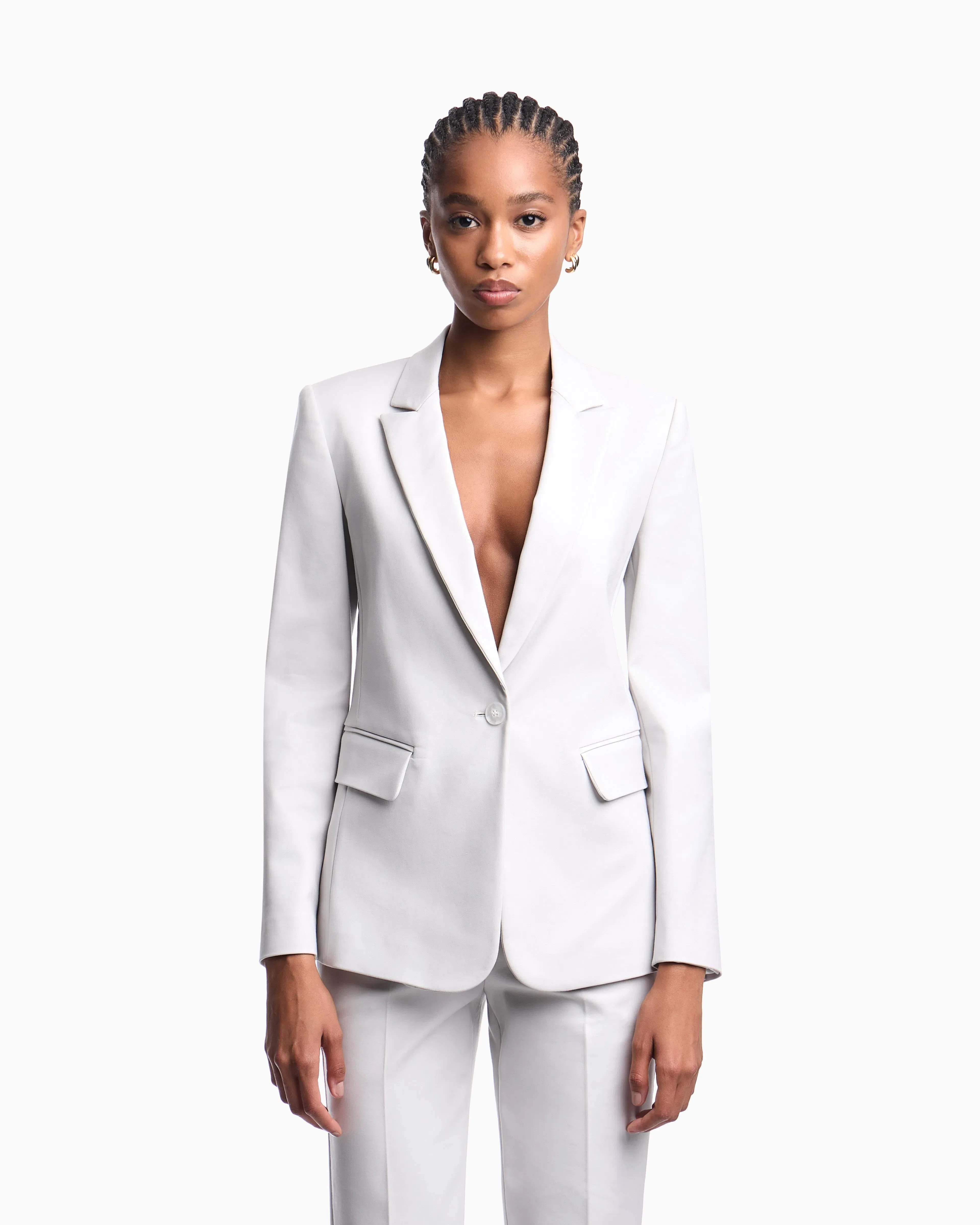 Emporio Armani US Exclusive compact stretch-cotton single-breasted jacket