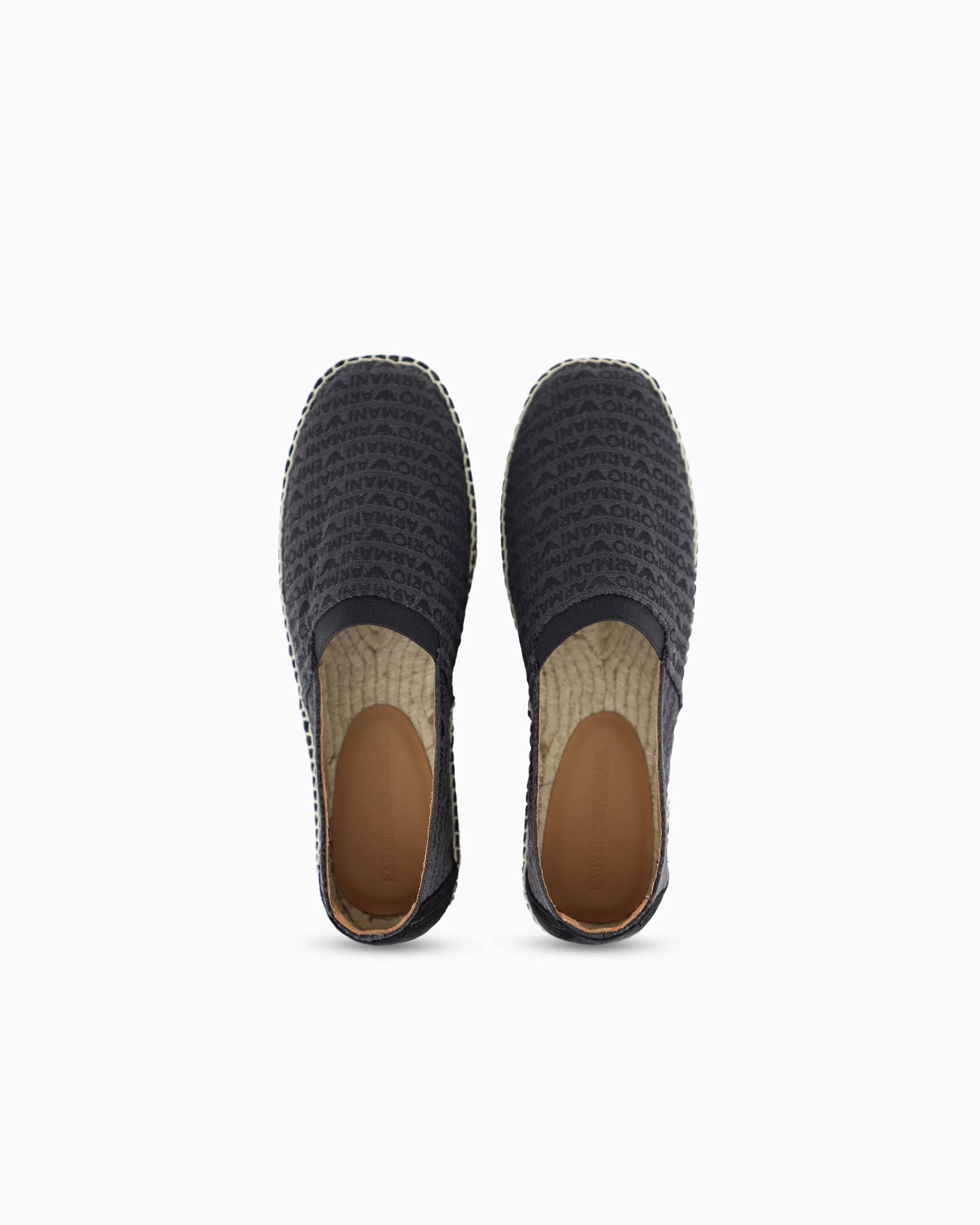 Emporio Armani Jacquard Espadrilles With All-Over Logo Lettering Black