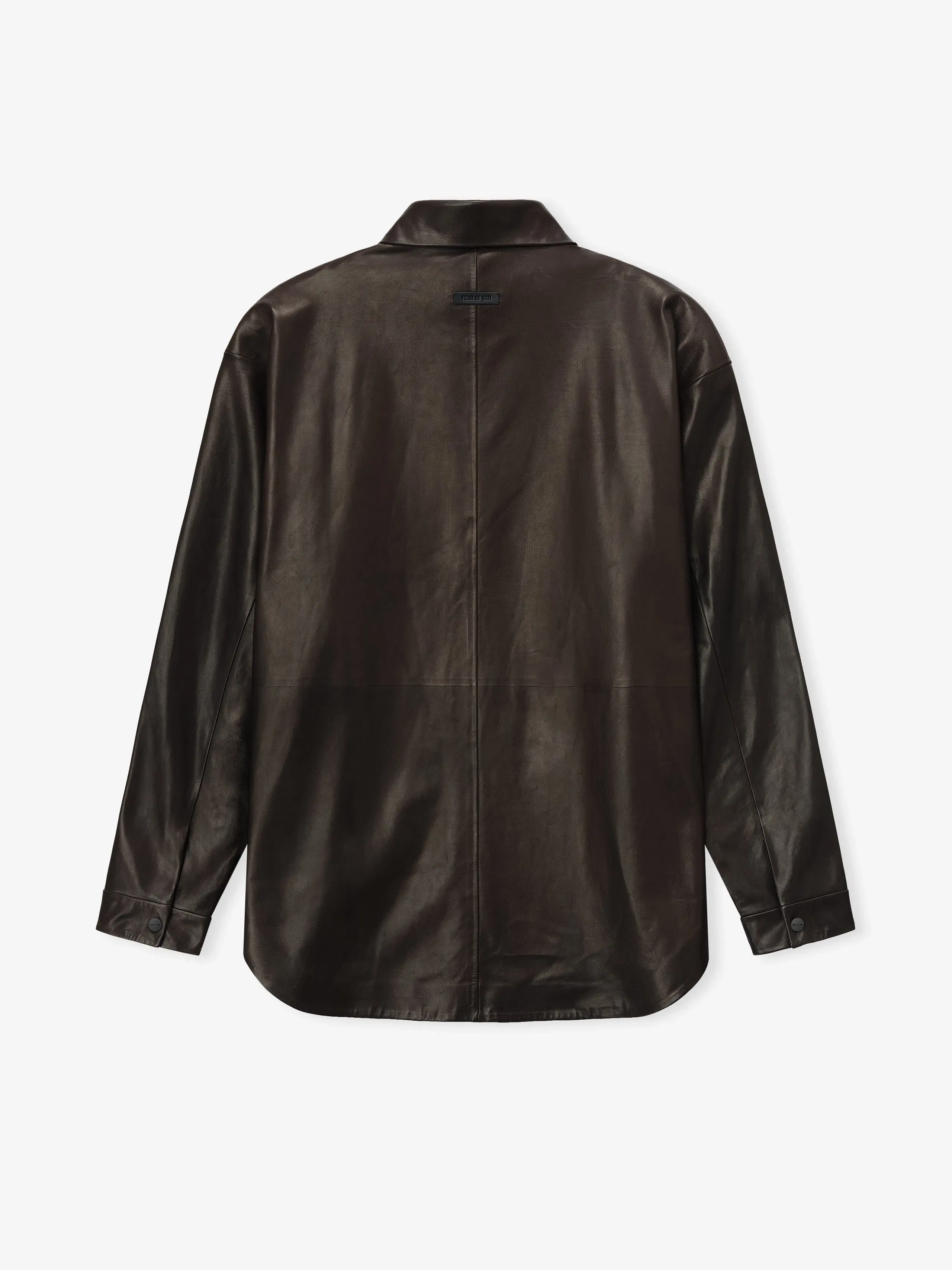 Essentials Leather Relaxed Shirt Dark Brown