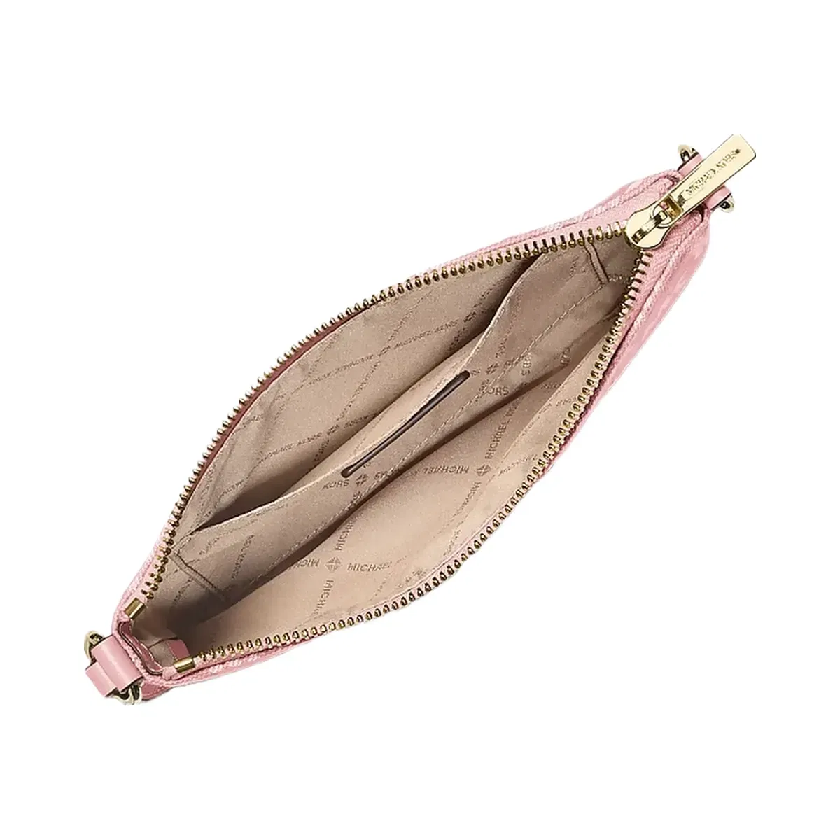 Michael Kors Jet Set Travel Small Logo Jacquard Denim Wristlet Powder Blush