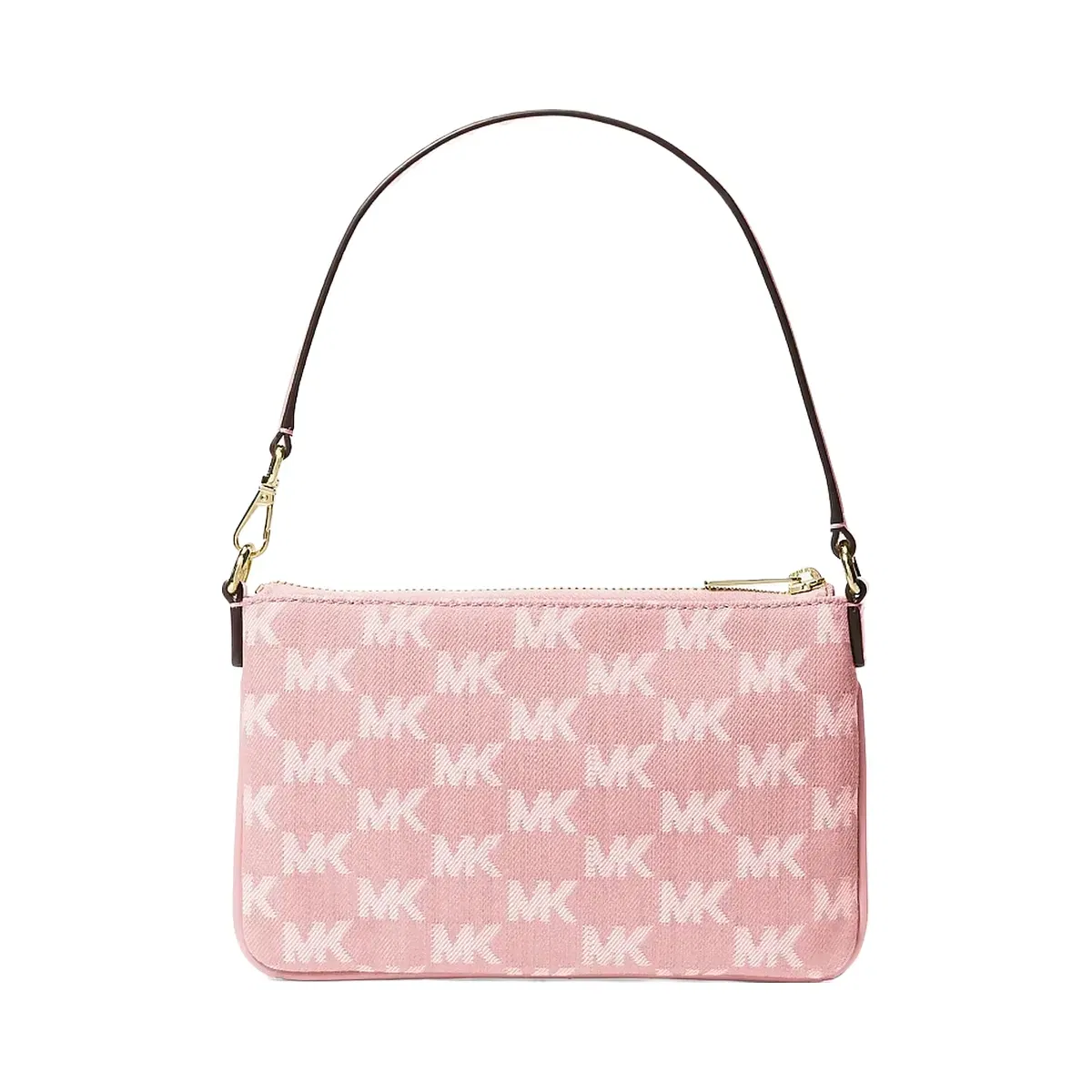 Michael Kors Jet Set Travel Small Logo Jacquard Denim Wristlet Powder Blush