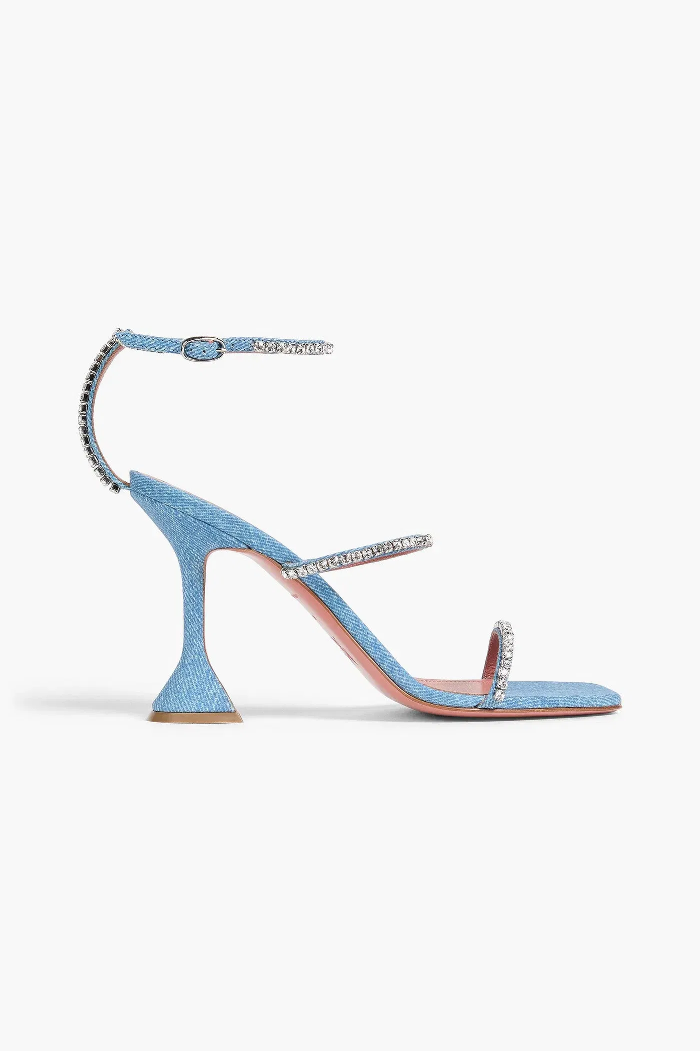 Amina Muaddi Gilda Crystal-Embellished Denim Sandals Light Denim Women's