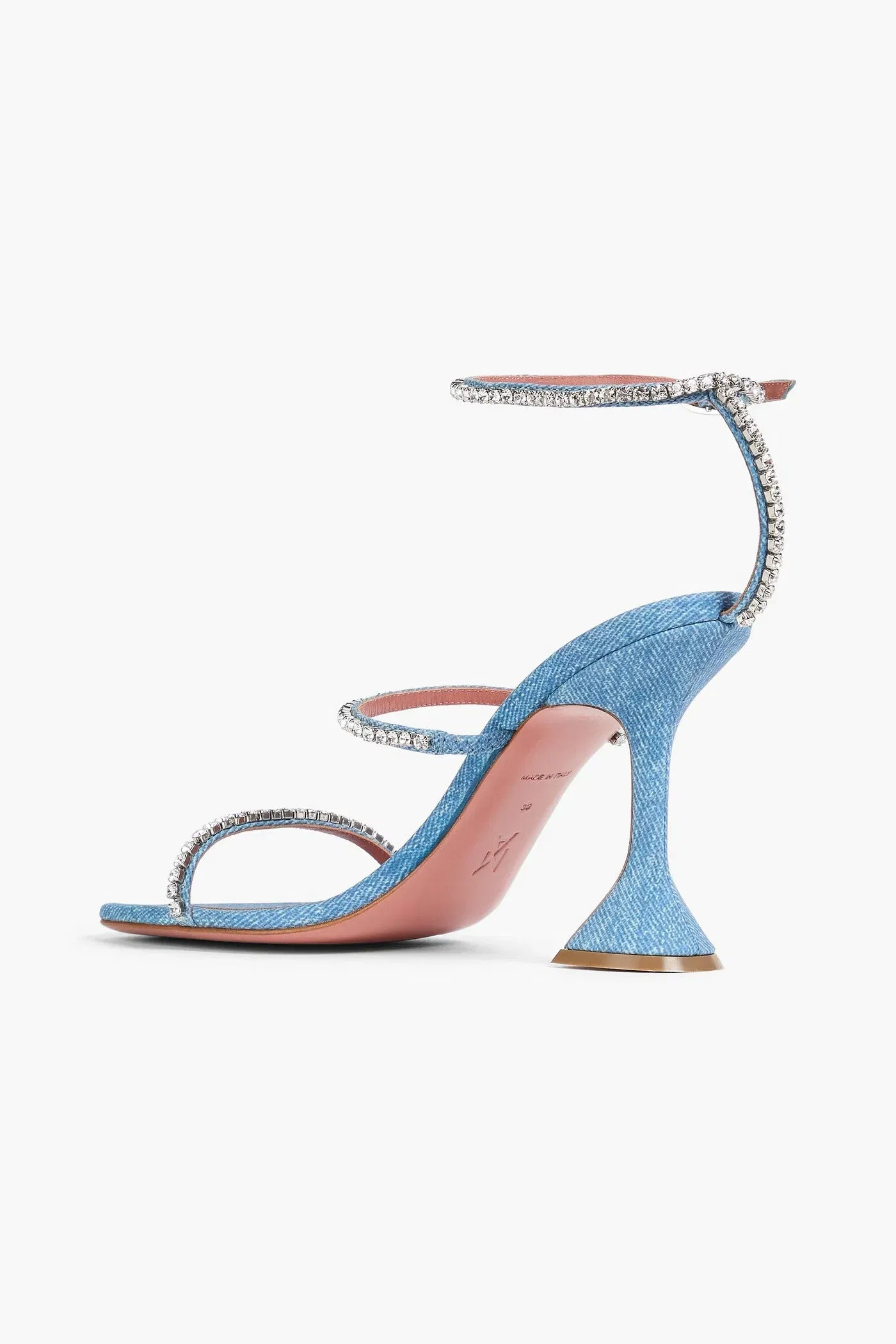 Amina Muaddi Gilda Crystal-Embellished Denim Sandals Light Denim Women's
