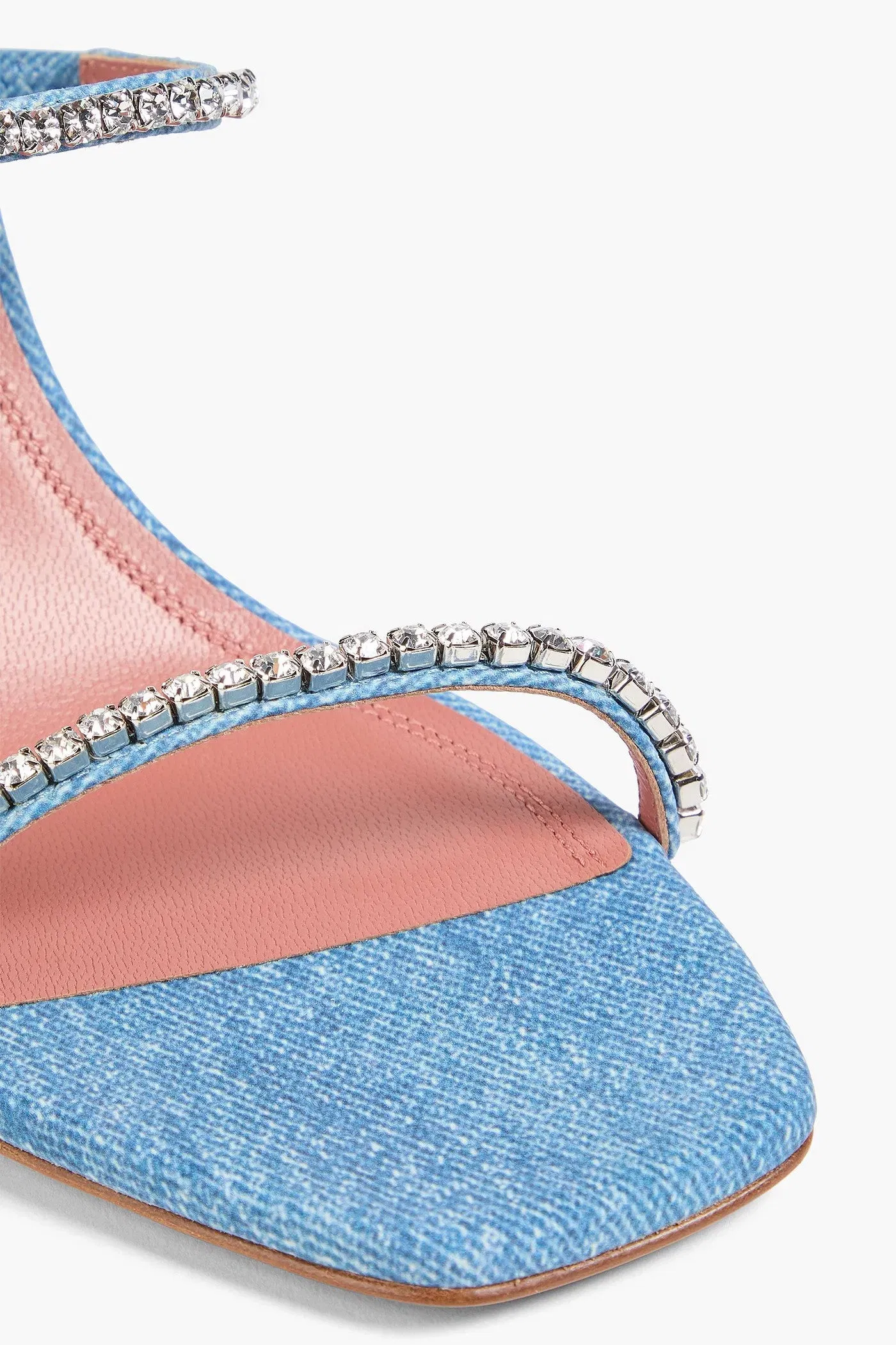 Amina Muaddi Gilda Crystal-Embellished Denim Sandals Light Denim Women's