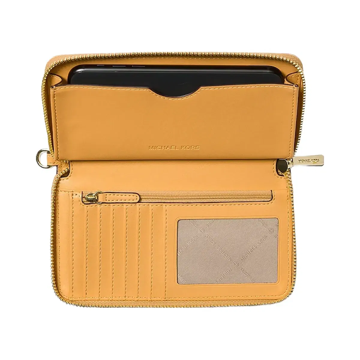 Michael Kors Jet Set Travel Large Striped Signature Logo Smartphone Wallet Honeywheat