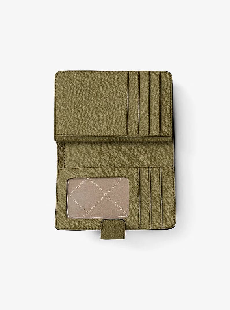 Michael Kors Medium Crossgrain Leather Wallet Oregano