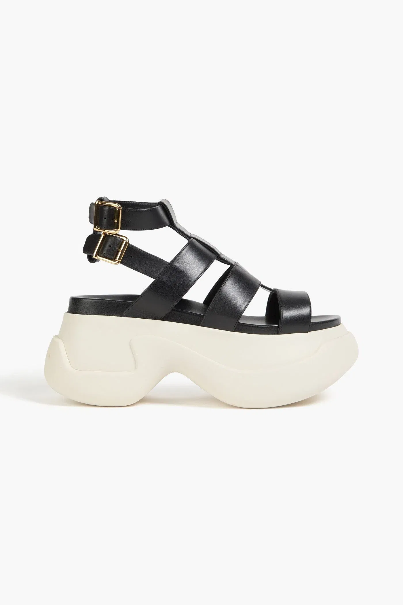 Marni Leather Exaggerated-Sole Sandals Black Women's