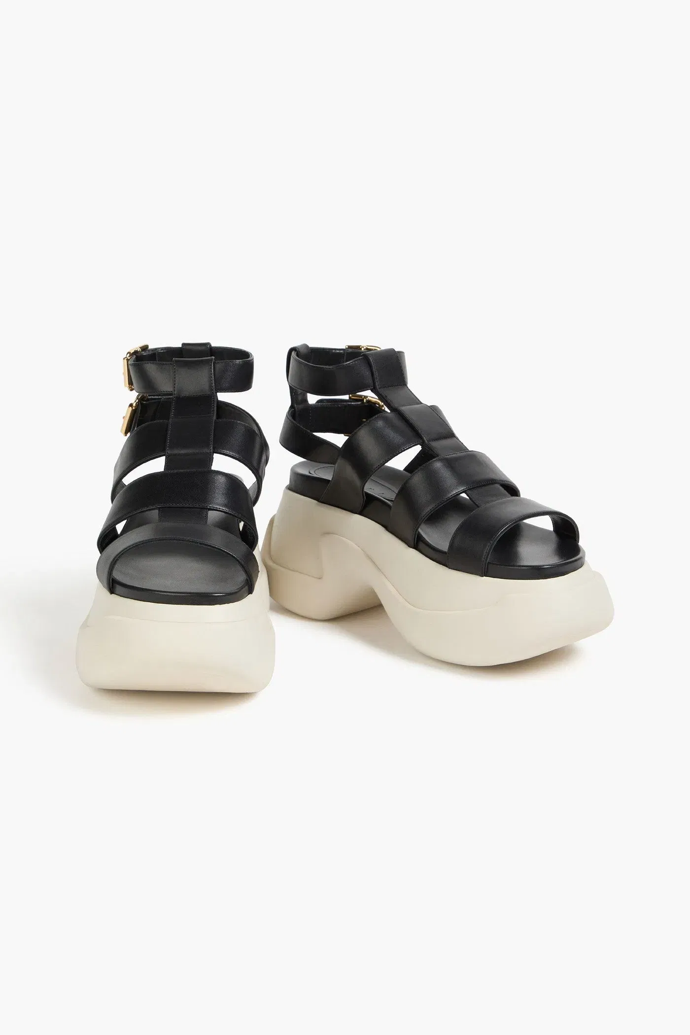 Marni Leather Exaggerated-Sole Sandals Black Women's