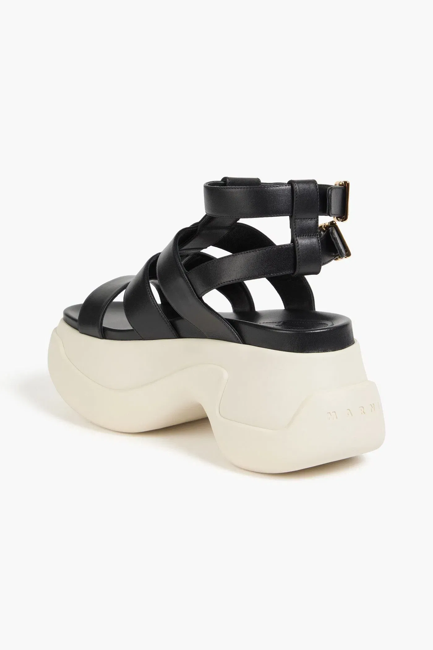 Marni Leather Exaggerated-Sole Sandals Black Women's