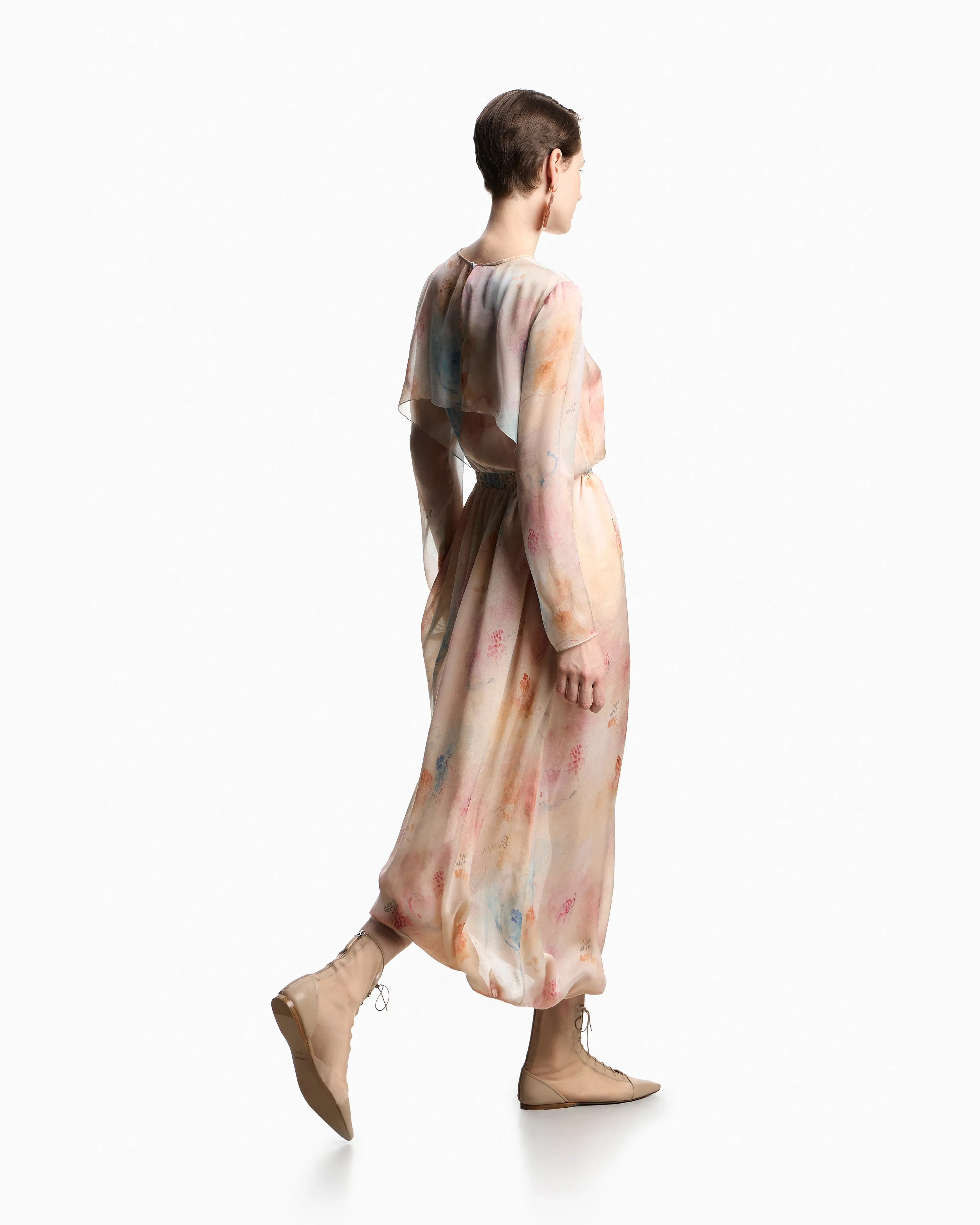 Emporio Armani Silk chiffon dress with blossom print
