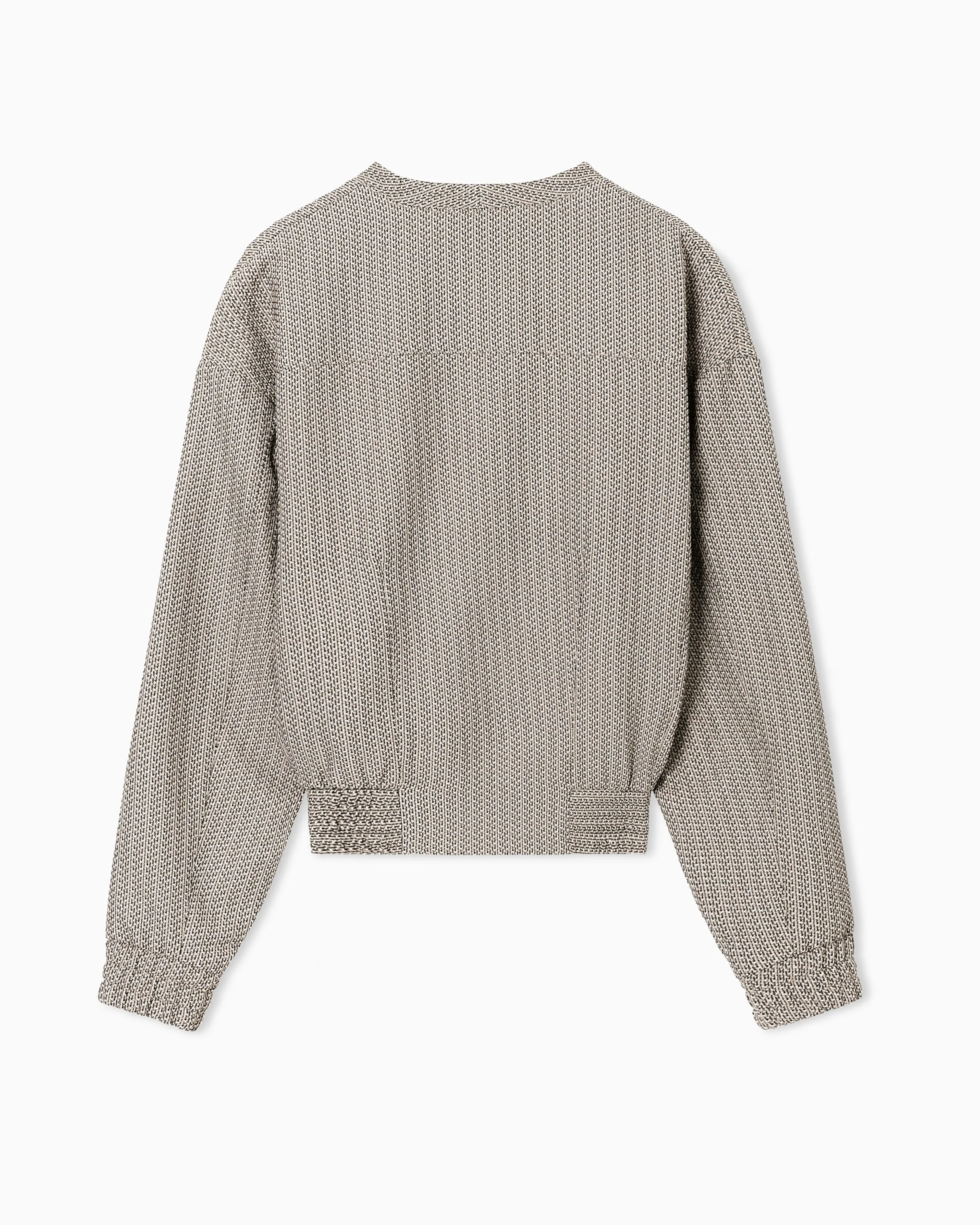 Emporio Armani V-neck blouson in 3D effect micro-pattern fabric