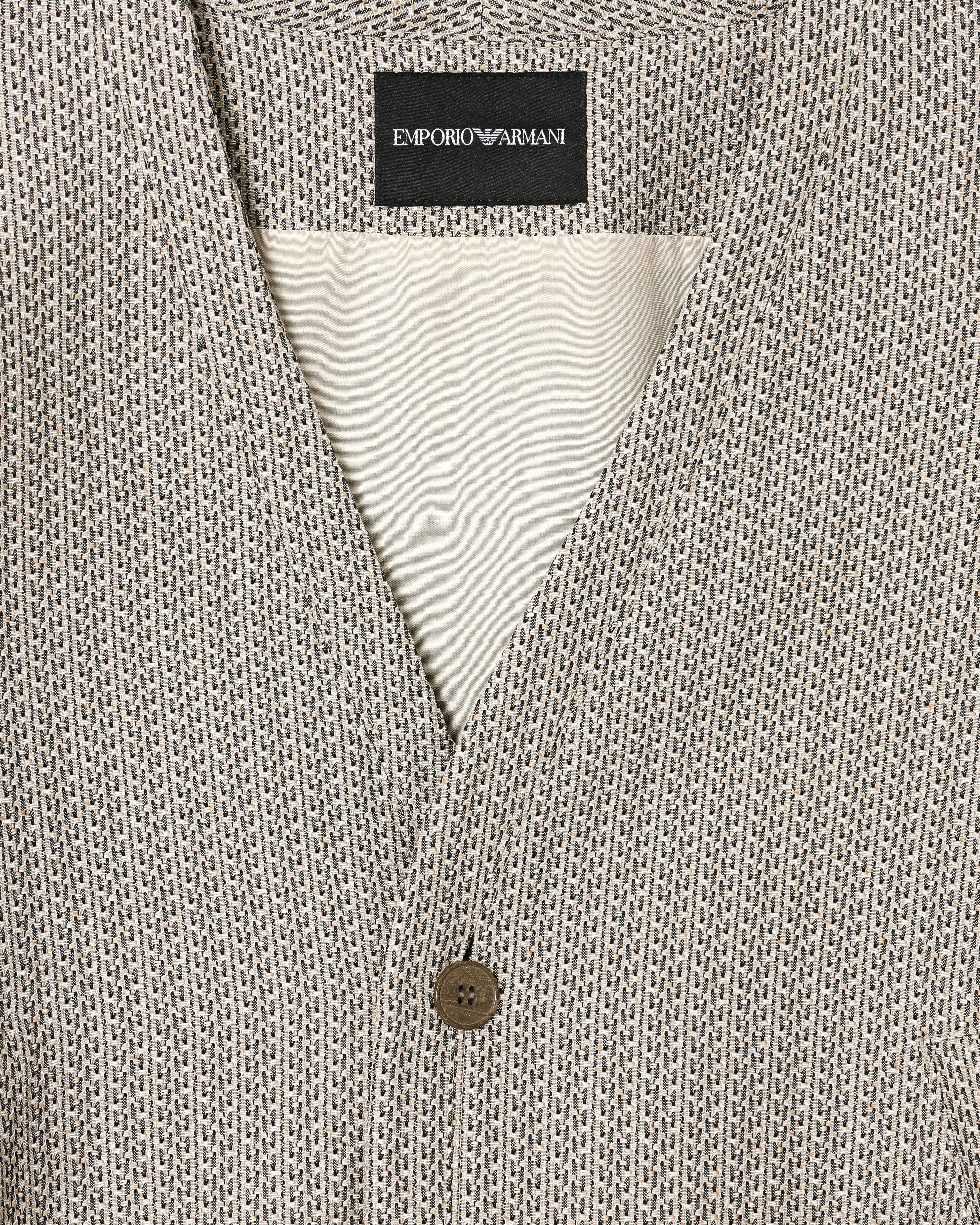 Emporio Armani V-neck blouson in 3D effect micro-pattern fabric