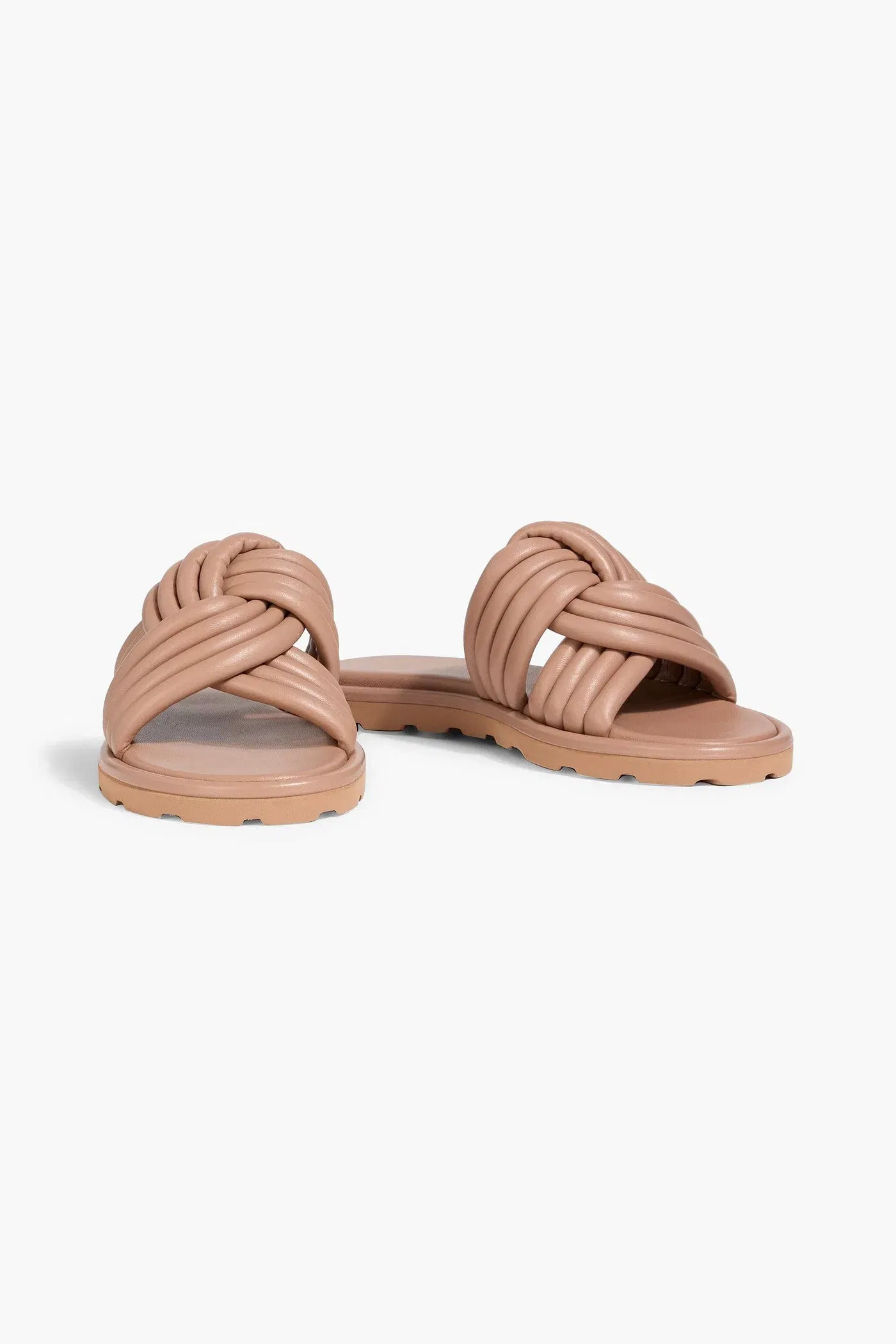 Gianvito Rossi Ottavia Twisted Padded Leather Slides Neutral Women's