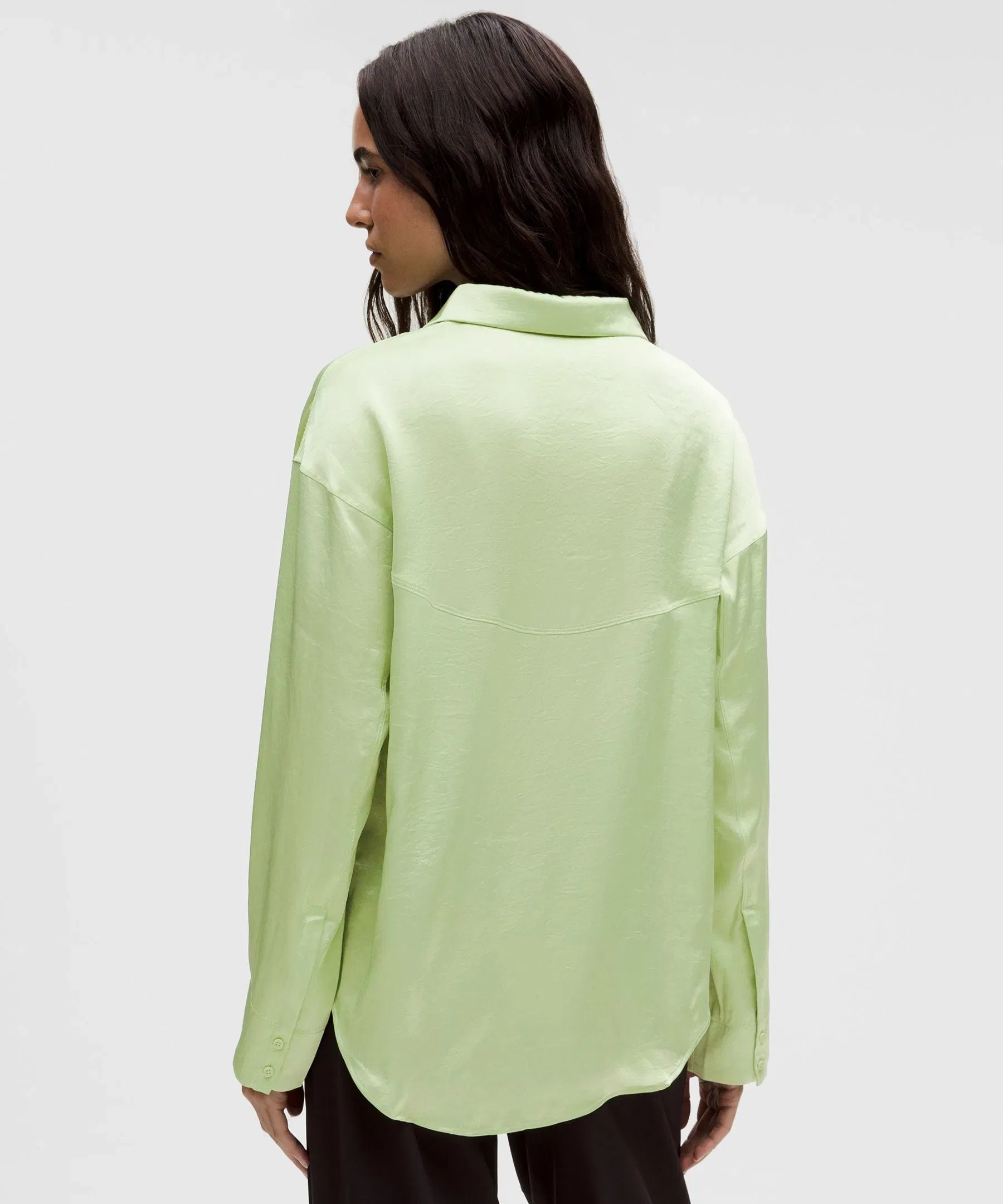 Lululemon Women's Logo Charm Satin Collared Long-Sleeve Shirt
