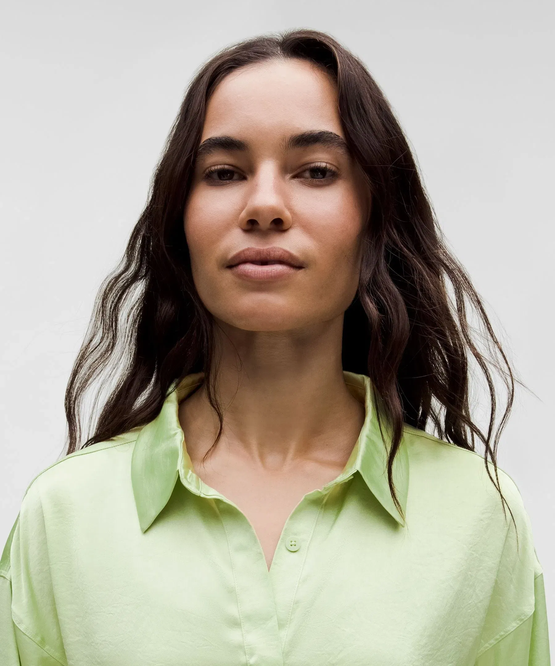 Lululemon Women's Logo Charm Satin Collared Long-Sleeve Shirt