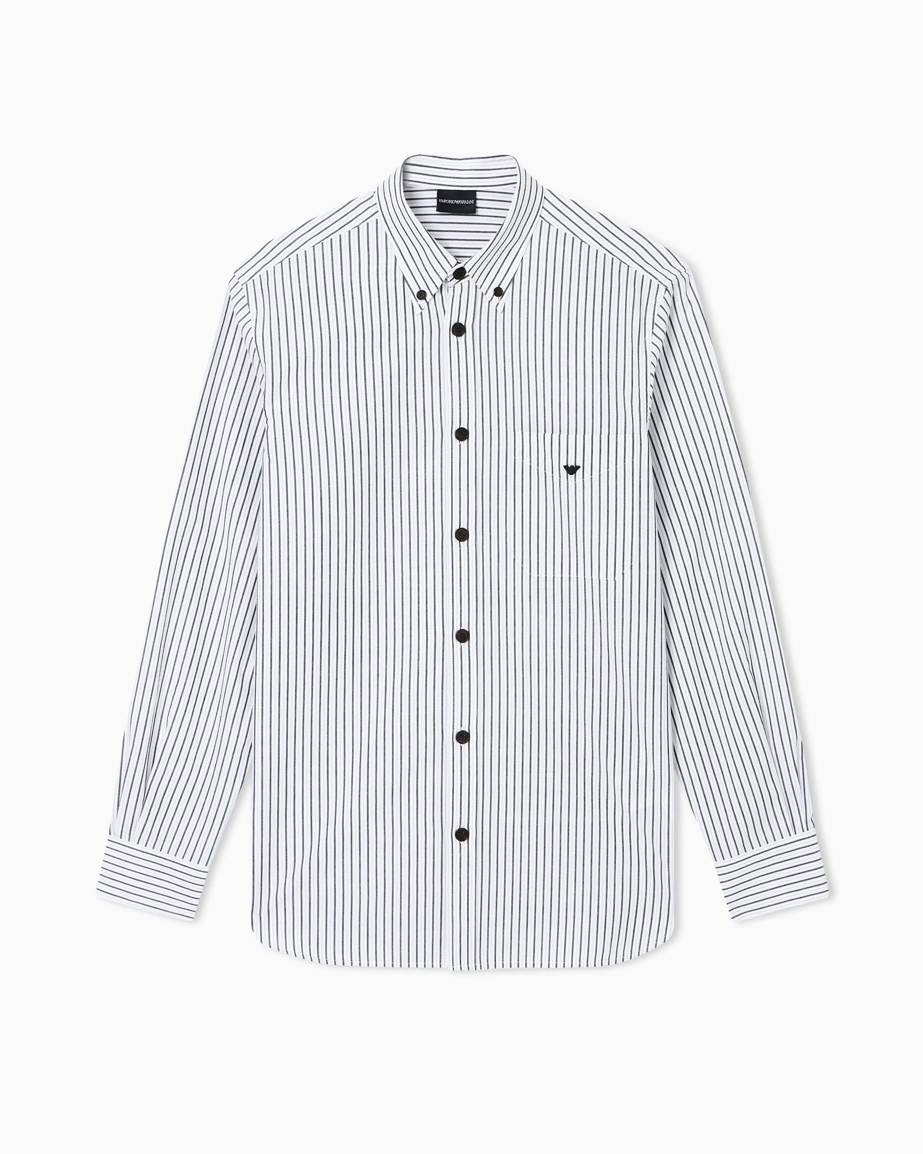 Emporio Armani Striped yarn-dyed fabric button-down shirt