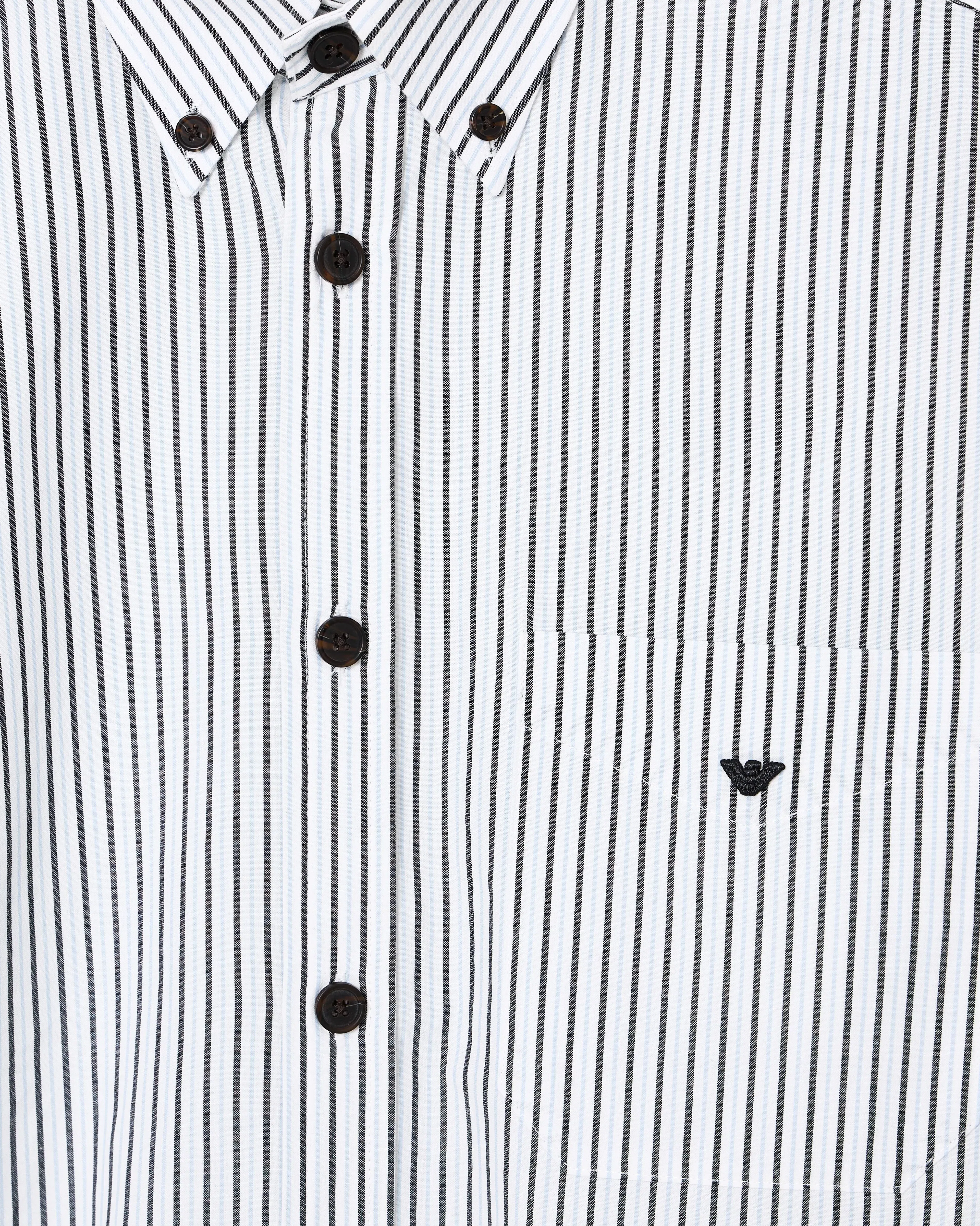 Emporio Armani Striped yarn-dyed fabric button-down shirt