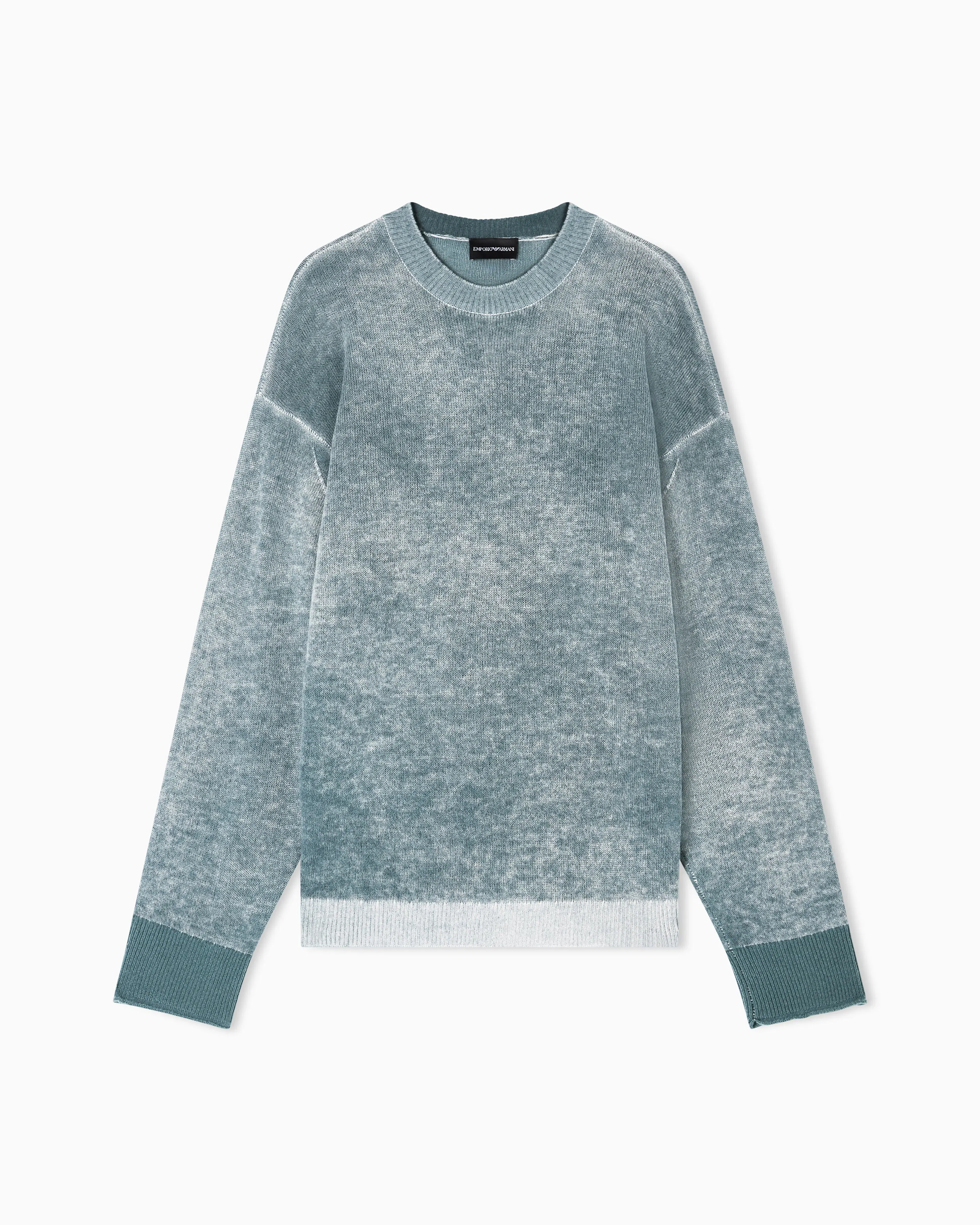 Emporio Armani Printed, plain-knit virgin wool jumper
