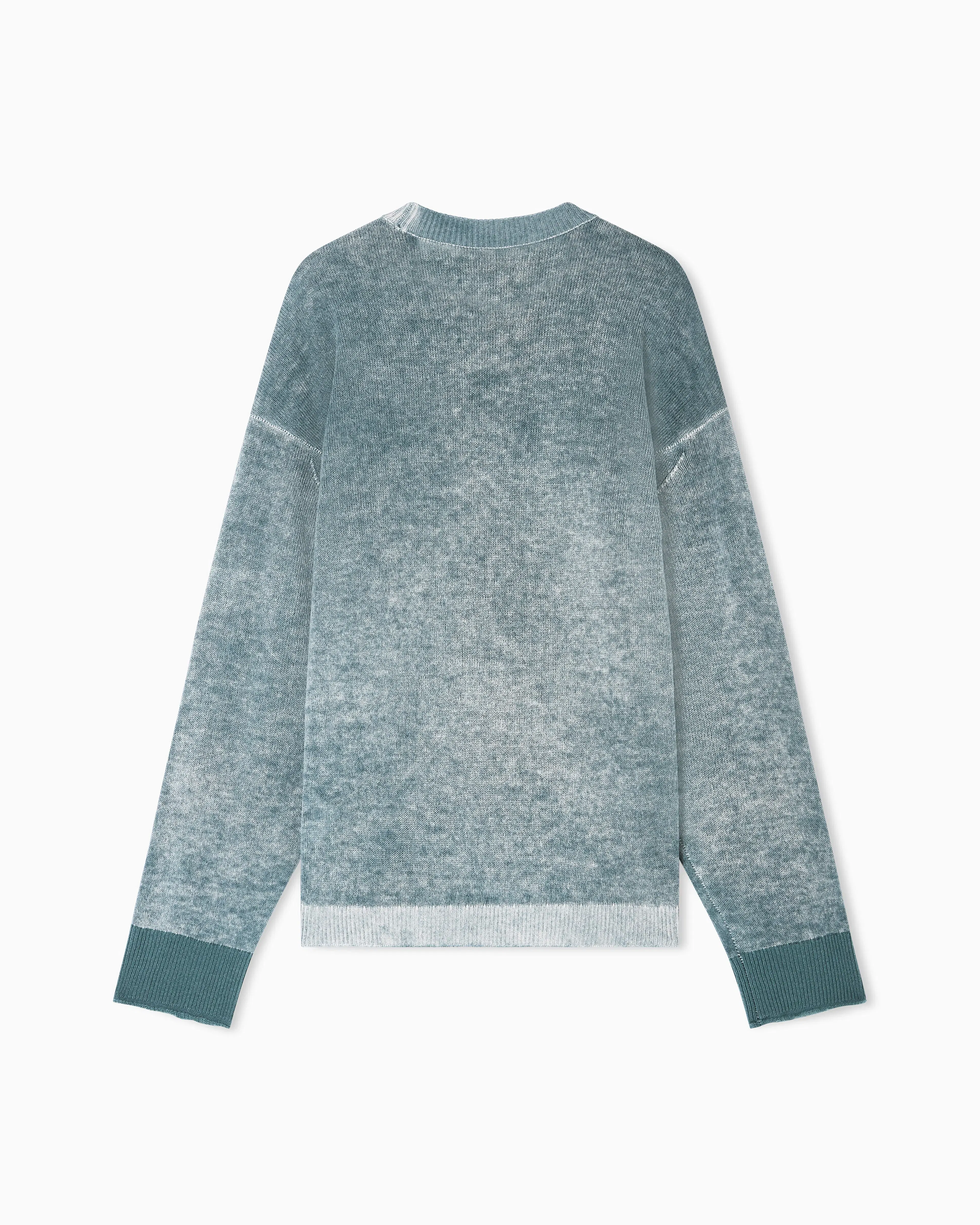 Emporio Armani Printed, plain-knit virgin wool jumper