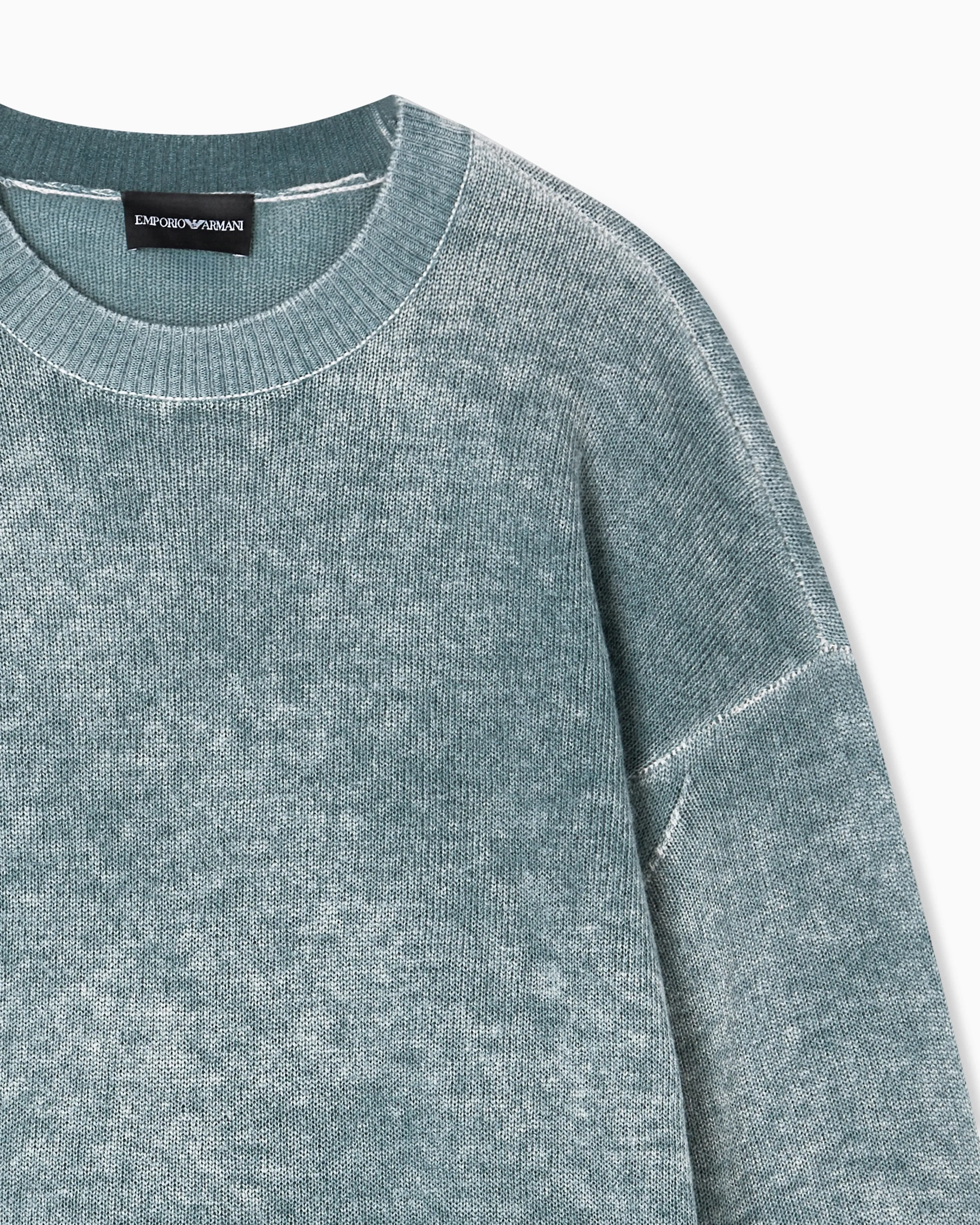 Emporio Armani Printed, plain-knit virgin wool jumper