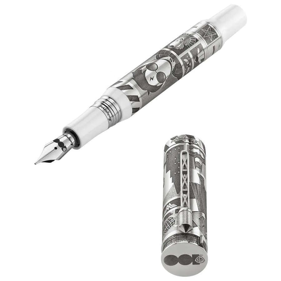 Limited Edition Montegrappa Warner Bros. 100Th Anniversary Stub Nib Silver/White Fountain Pen Iswbn8Se