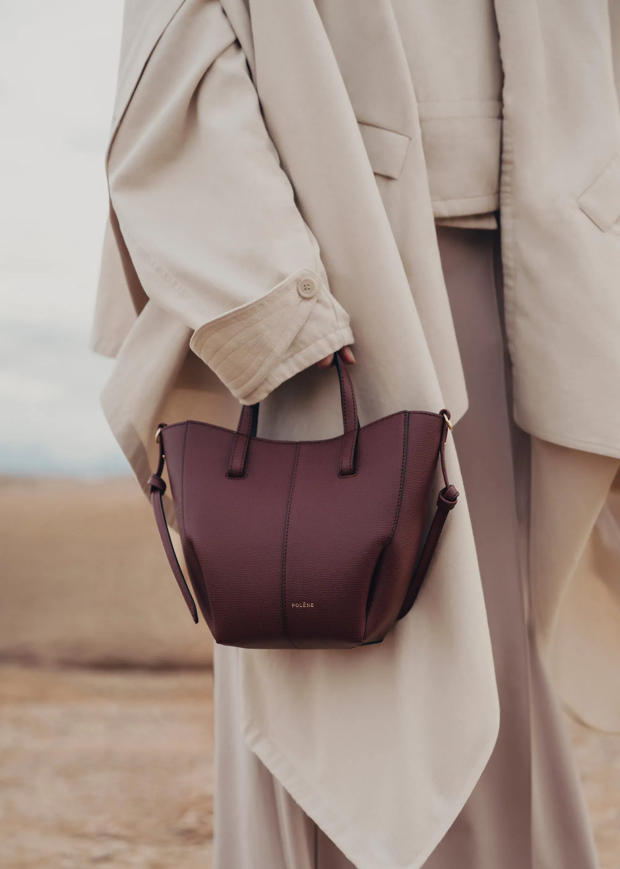 Polene Cyme Tote Nano Textured Black Cherry