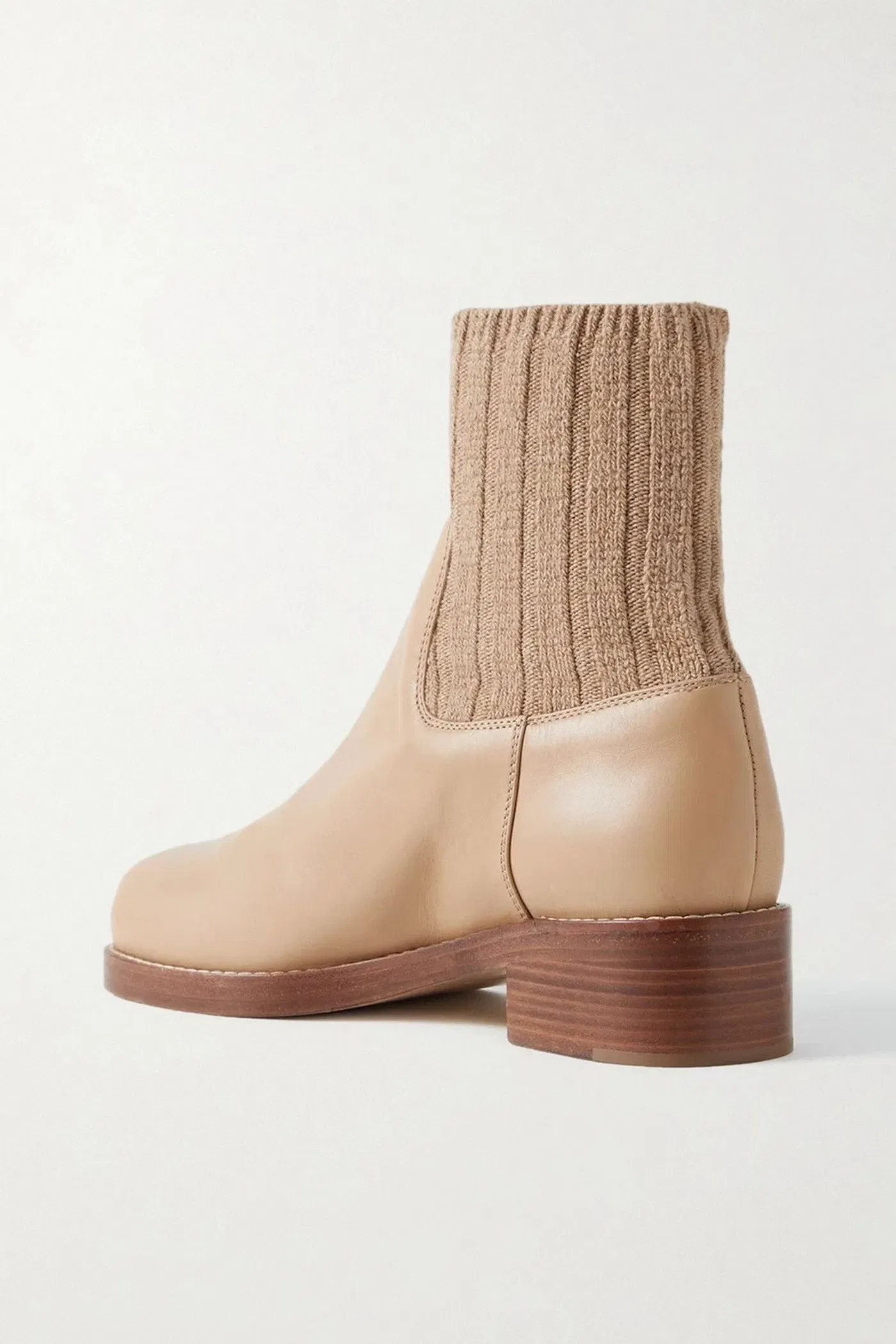 Gabriela Hearst Hobbes Ribbed Cashmere-Trimmed Leather Chelsea Boots Sand Women's