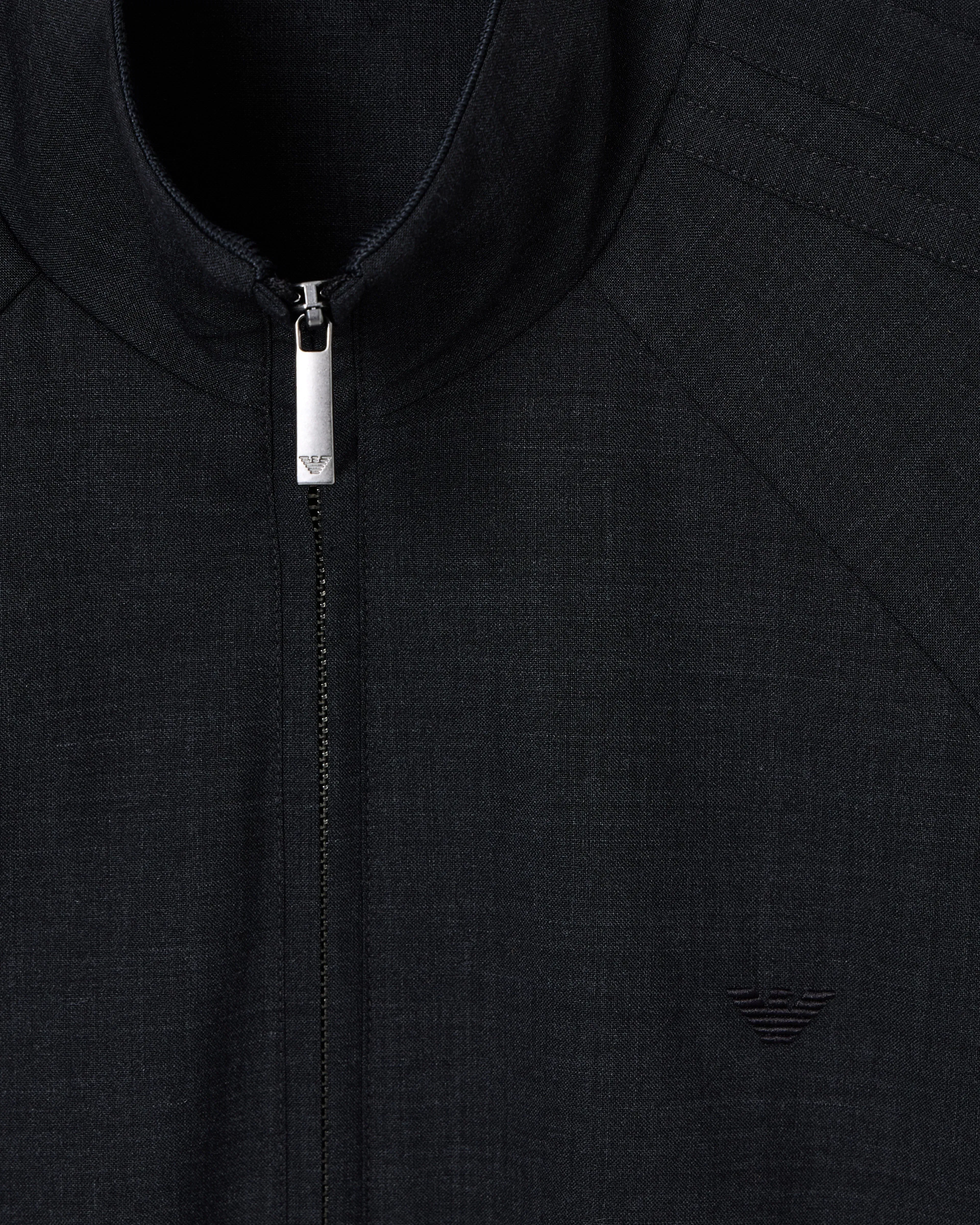 Emporio Armani Icon full-zip blouson in stretch wool blend canvas