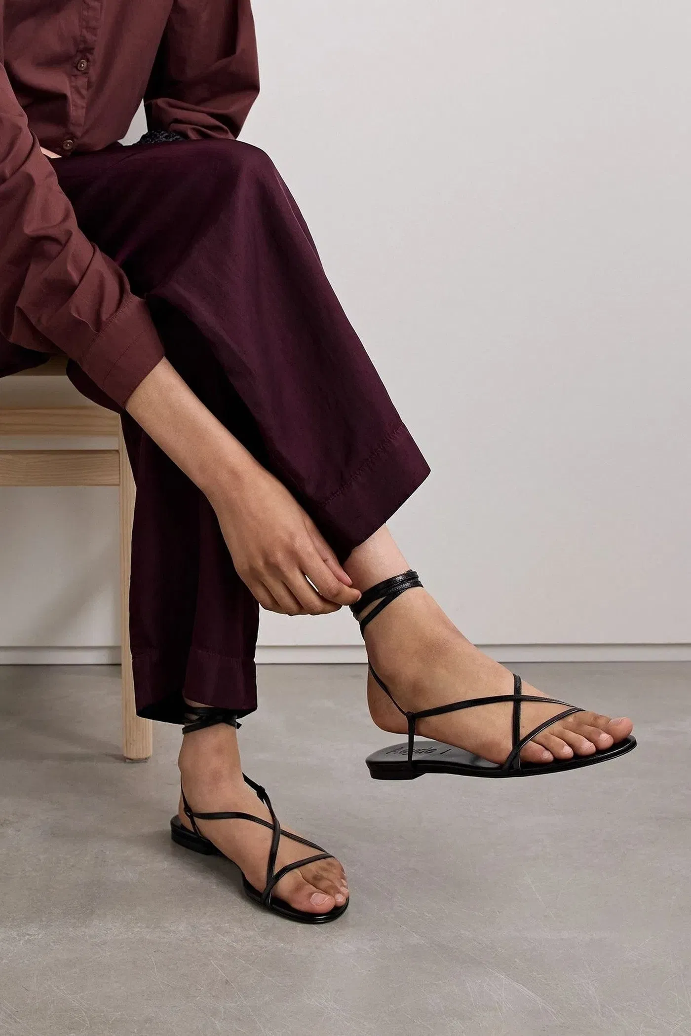 Aeyde Penny Leather Sandals Black Women's