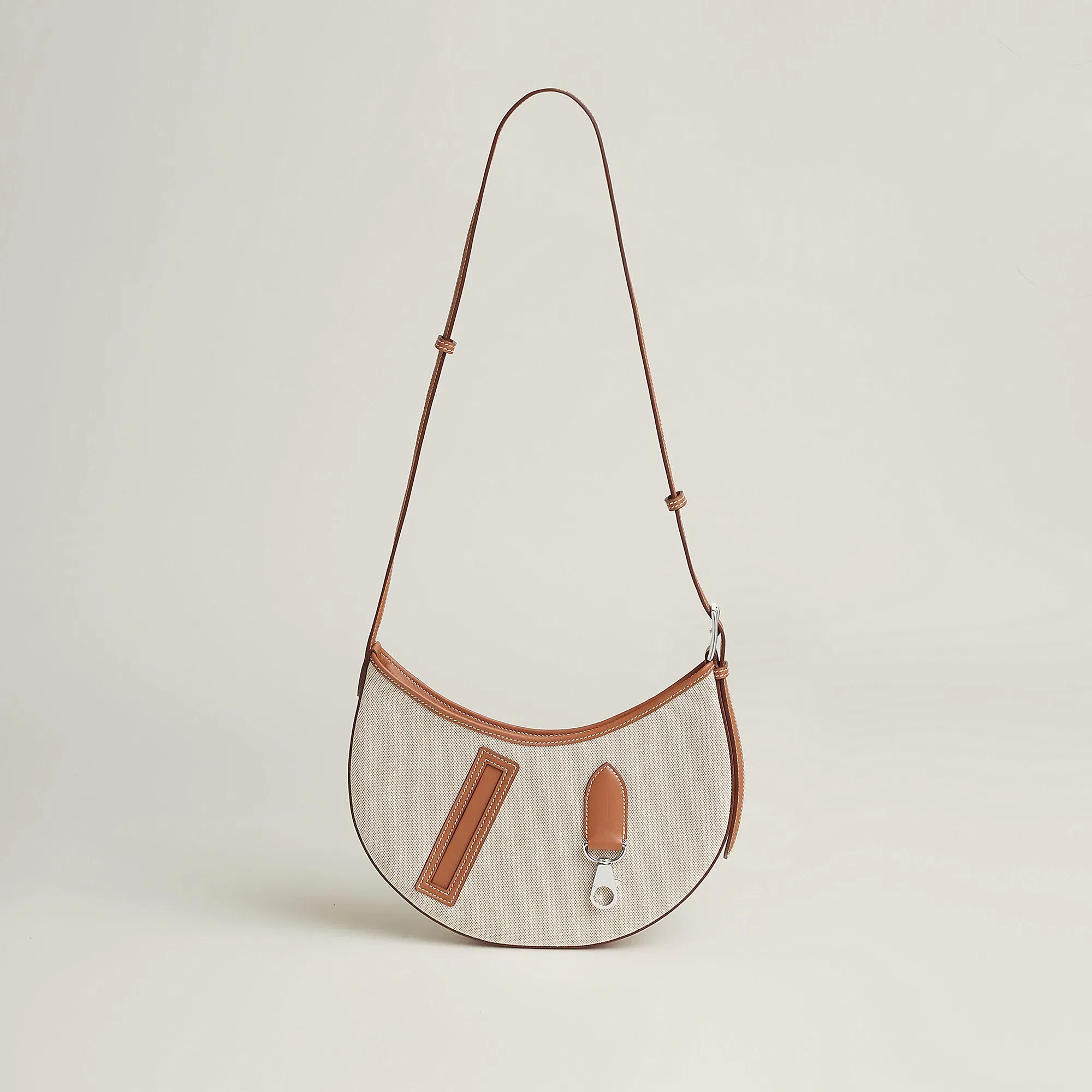 Hermes P'Tit Arcon Toile & Cuir Bag Craie