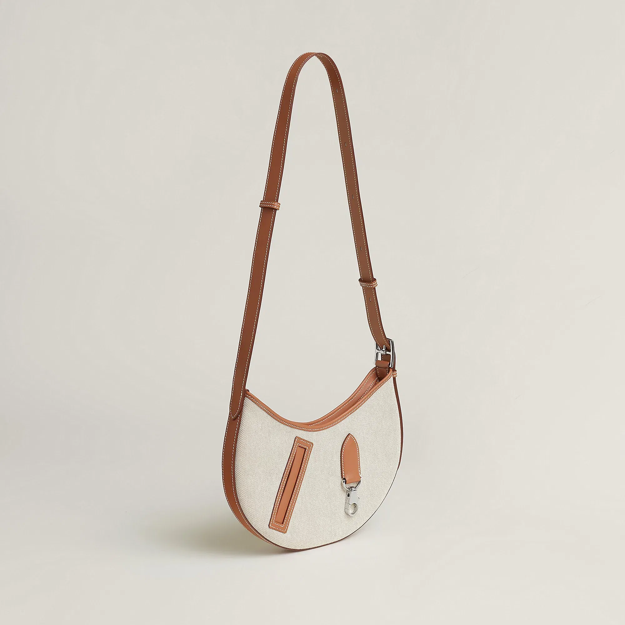 Hermes P'Tit Arcon Toile & Cuir Bag Craie
