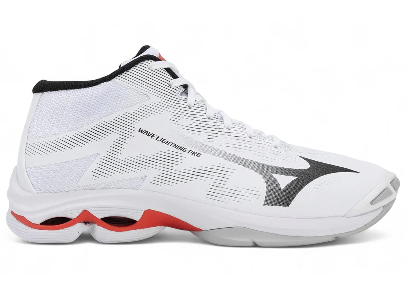 Mizuno Wave Lightning Pro Mid White Black Fiery Red