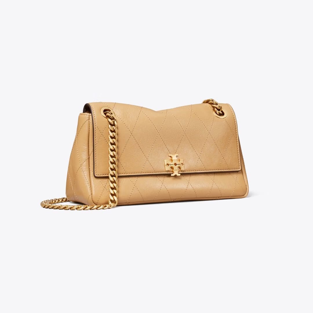 Tory Burch Small Charlie Quilted Shoulder Bag Pecan