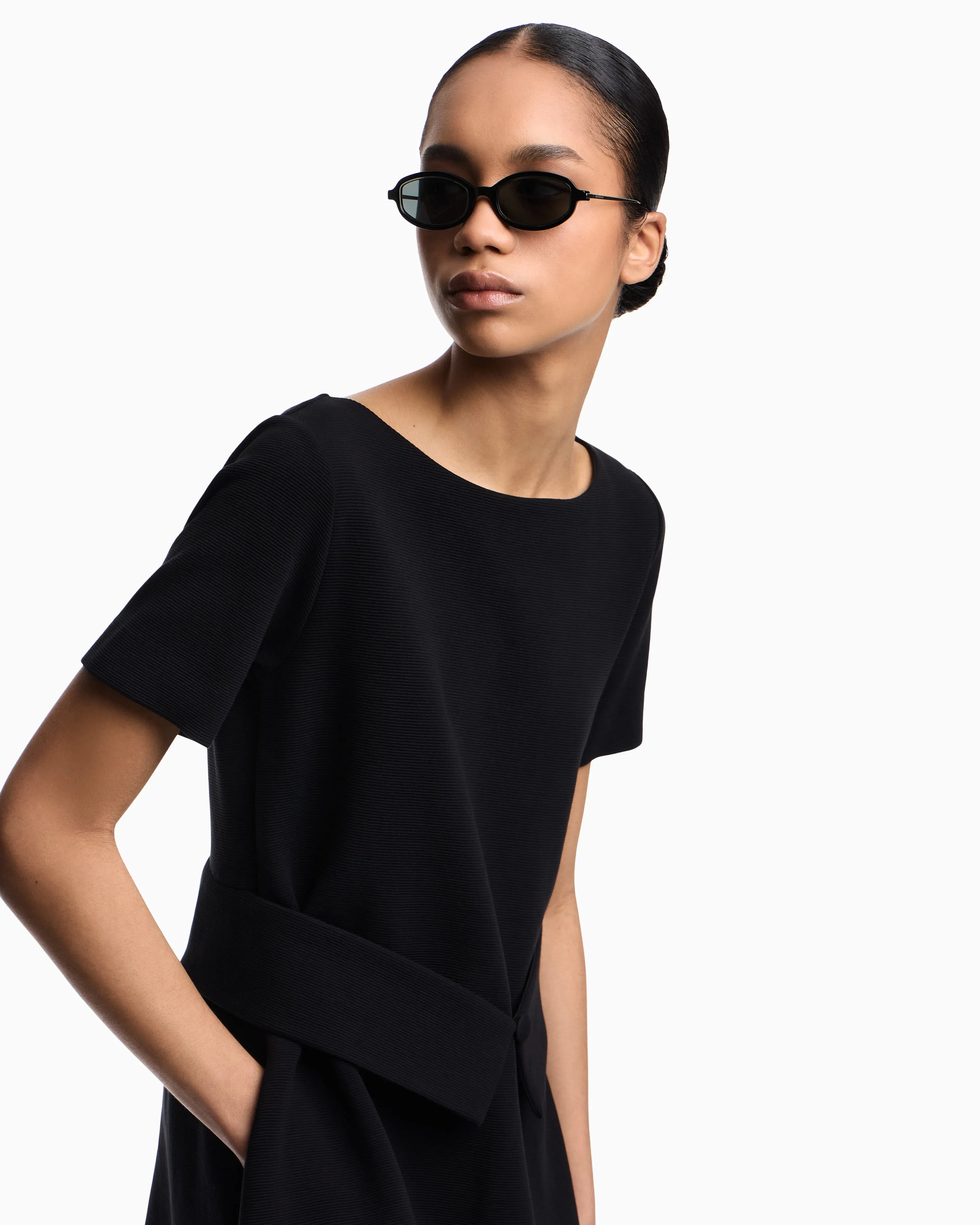 Emporio Armani Ottoman jersey flared dress