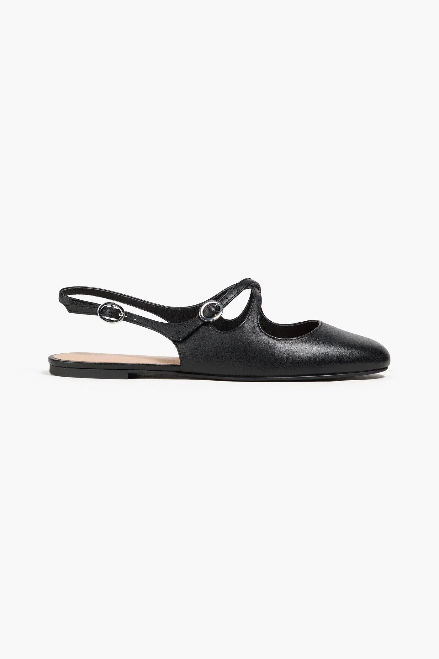Stuart Weitzman Clover Leather Slingback Flats Black Women's