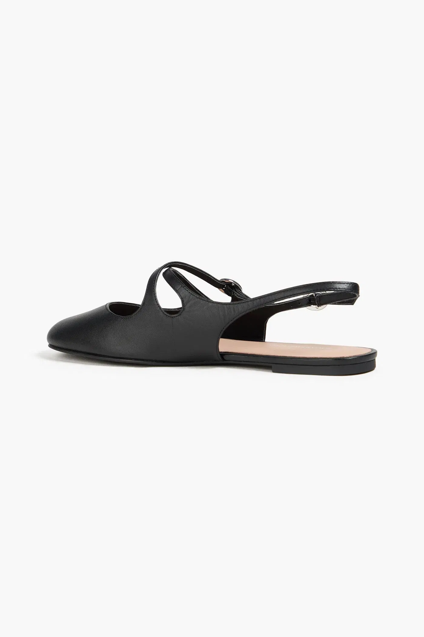 Stuart Weitzman Clover Leather Slingback Flats Black Women's