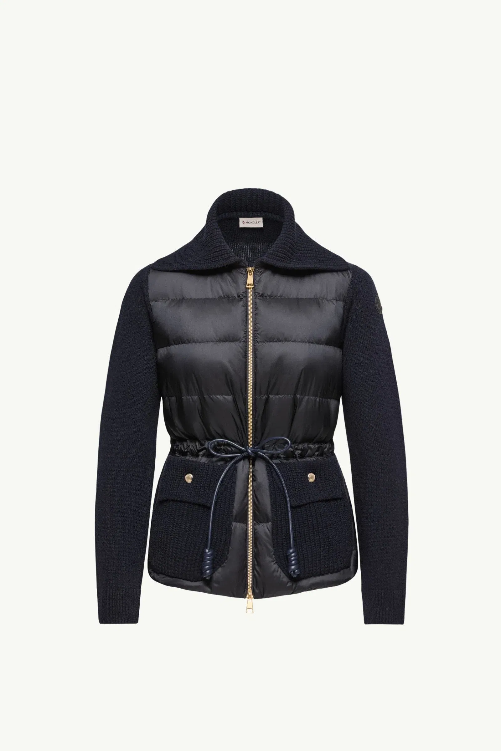 Moncler Wool & Cashmere Blend Padded Zip-Up Cardigan Dark Blue Dark Blue