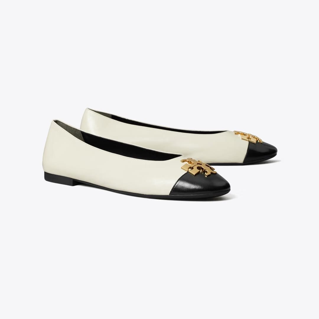 Tory Burch Charlie Ballet LIGHT CREAM / PERFECT BLACK / GOLD