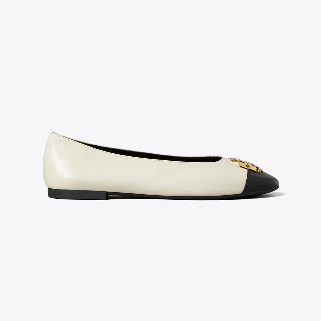 Tory Burch Charlie Ballet LIGHT CREAM / PERFECT BLACK / GOLD