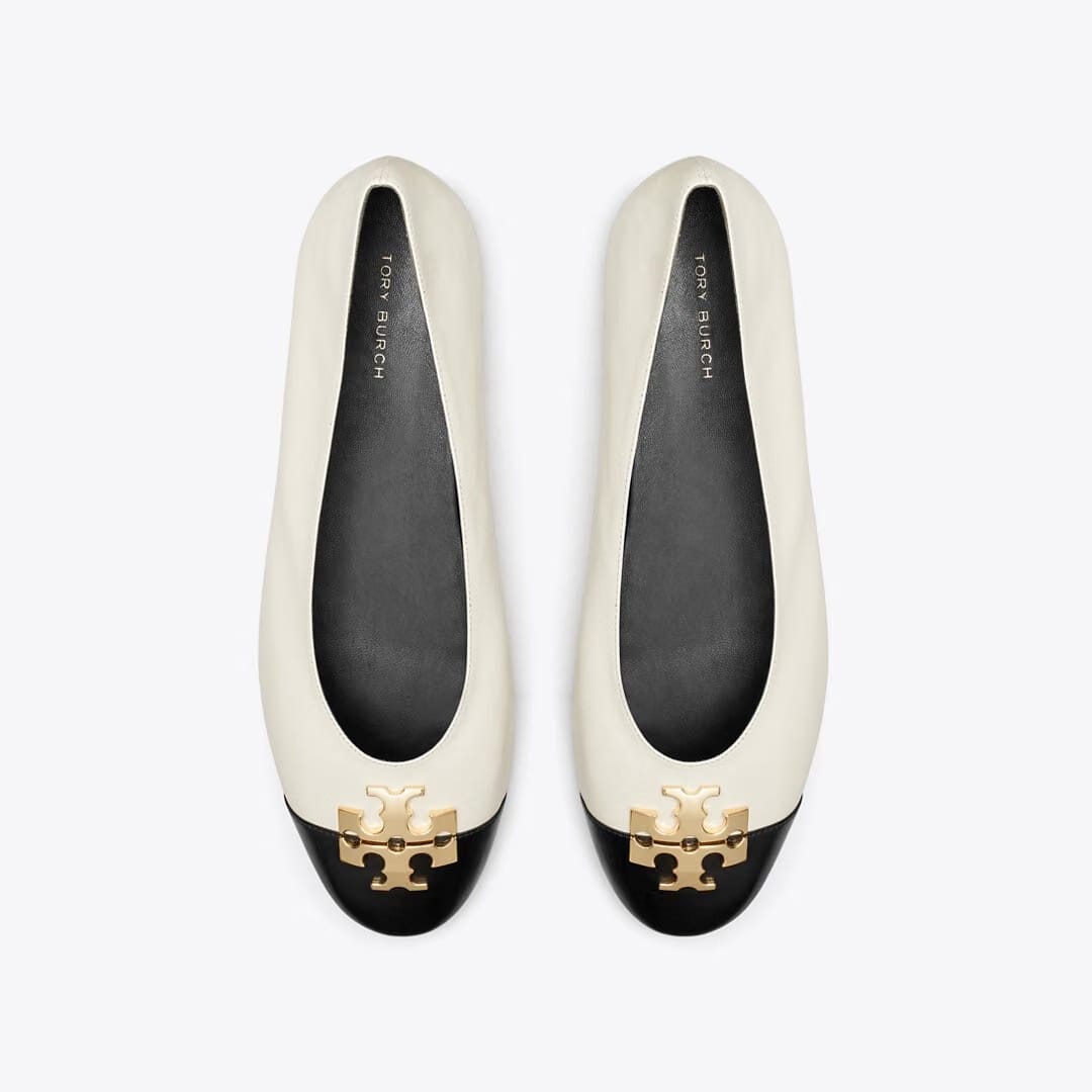Tory Burch Charlie Ballet LIGHT CREAM / PERFECT BLACK / GOLD