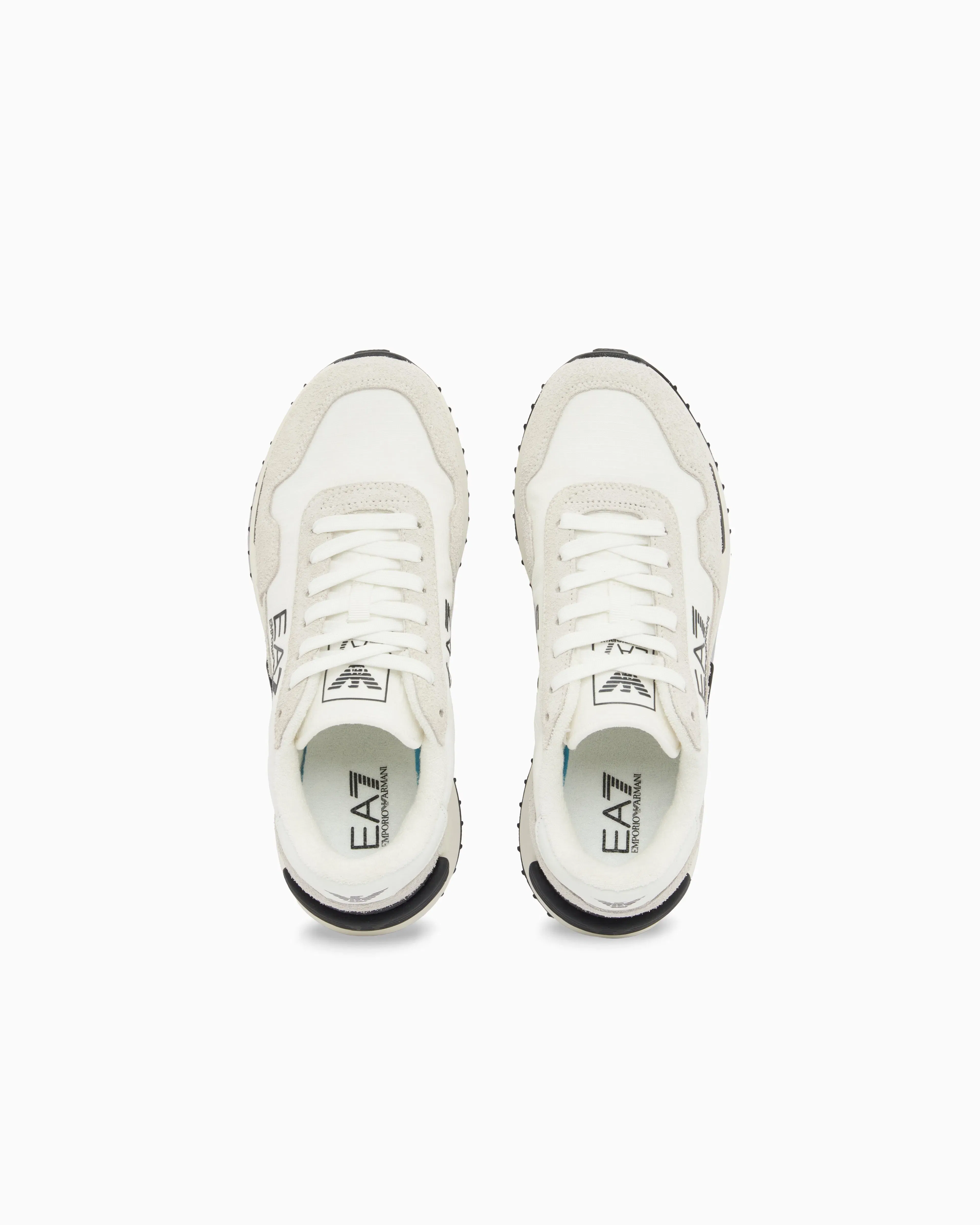 Ea7 Fabric Sneaker With Suede Inserts Vintage Running White