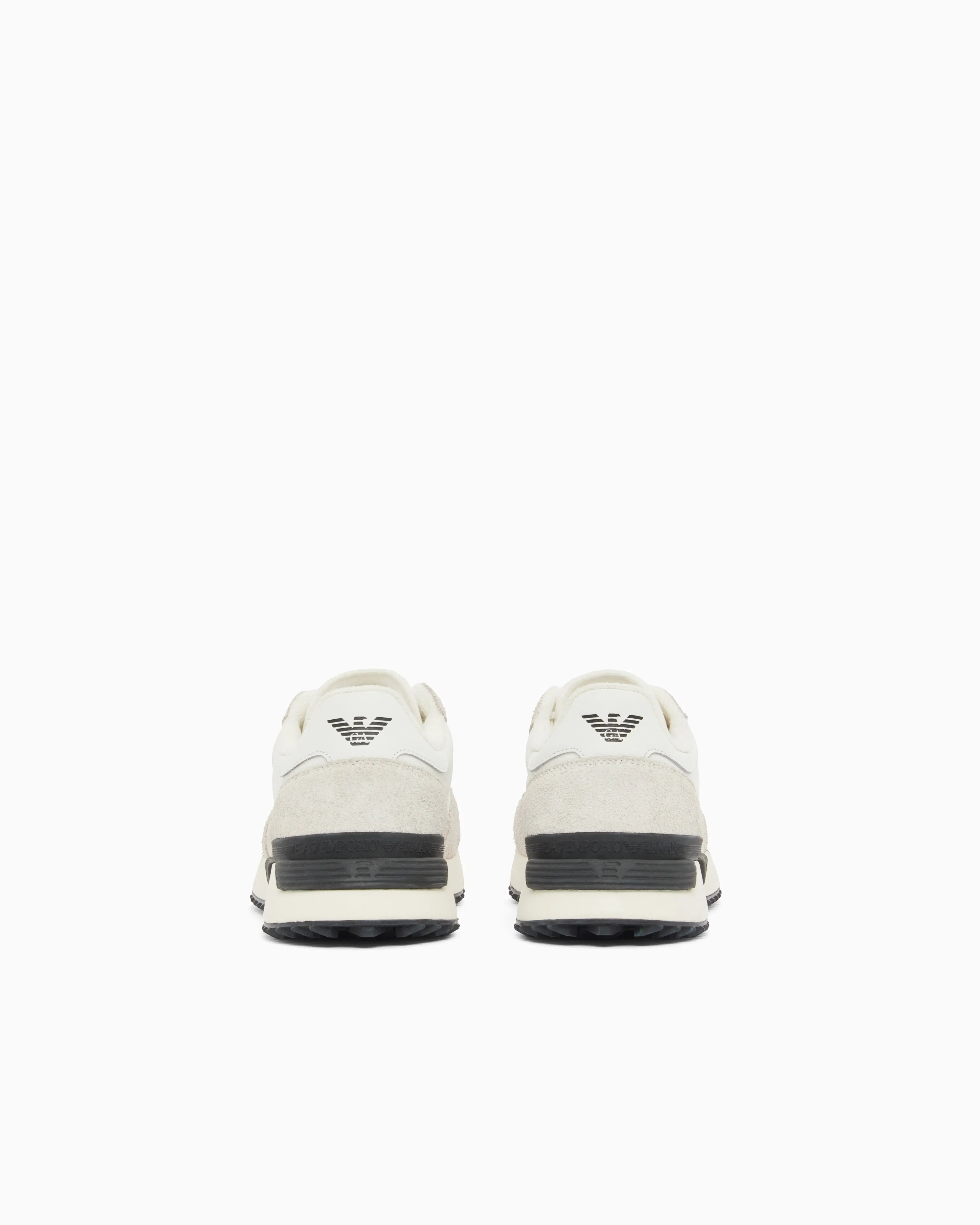 Ea7 Fabric Sneaker With Suede Inserts Vintage Running White