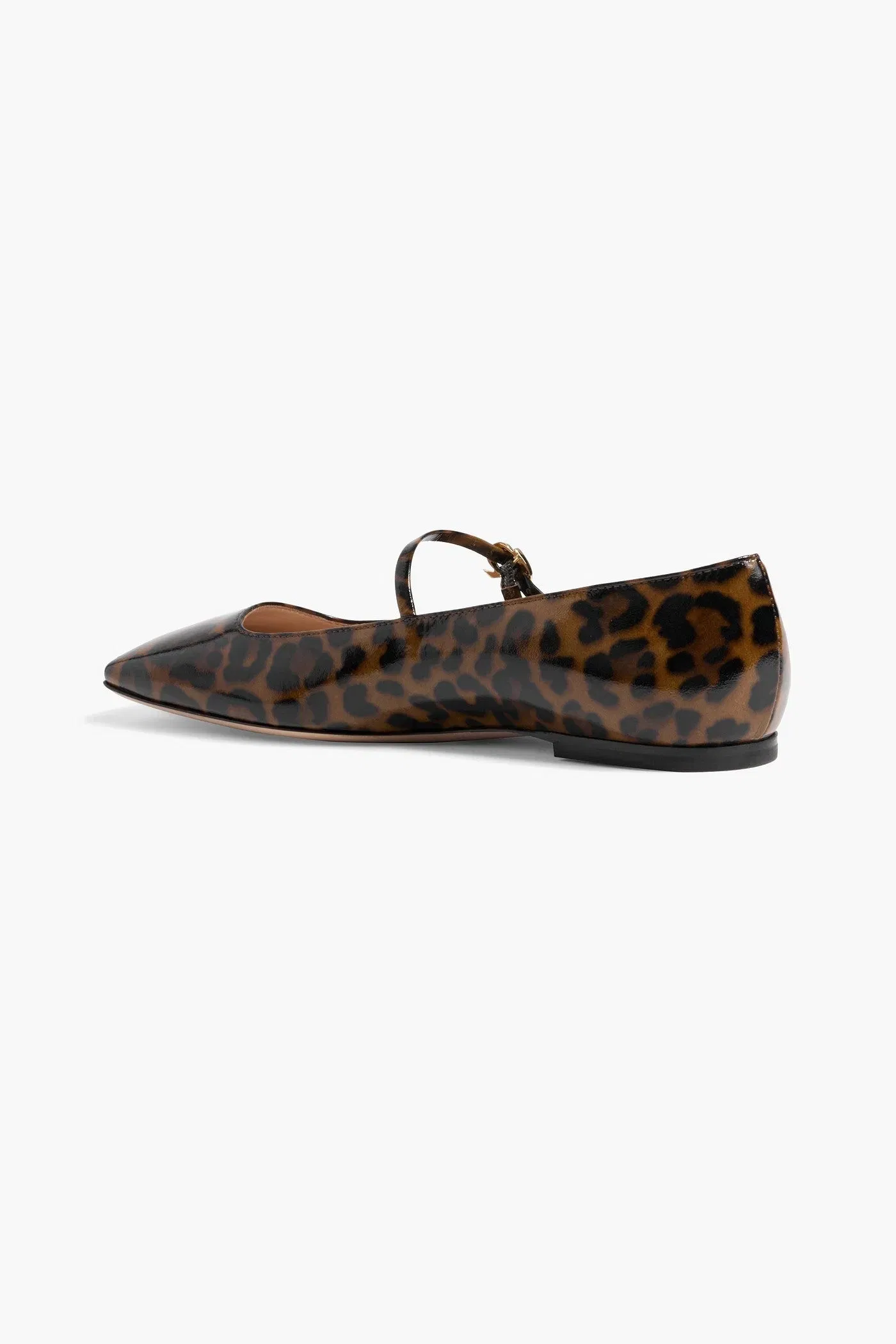 Gianvito Rossi Christina 05 Leopard-Print Glossed-Leather Mary Jane Flats Animal Print Women's