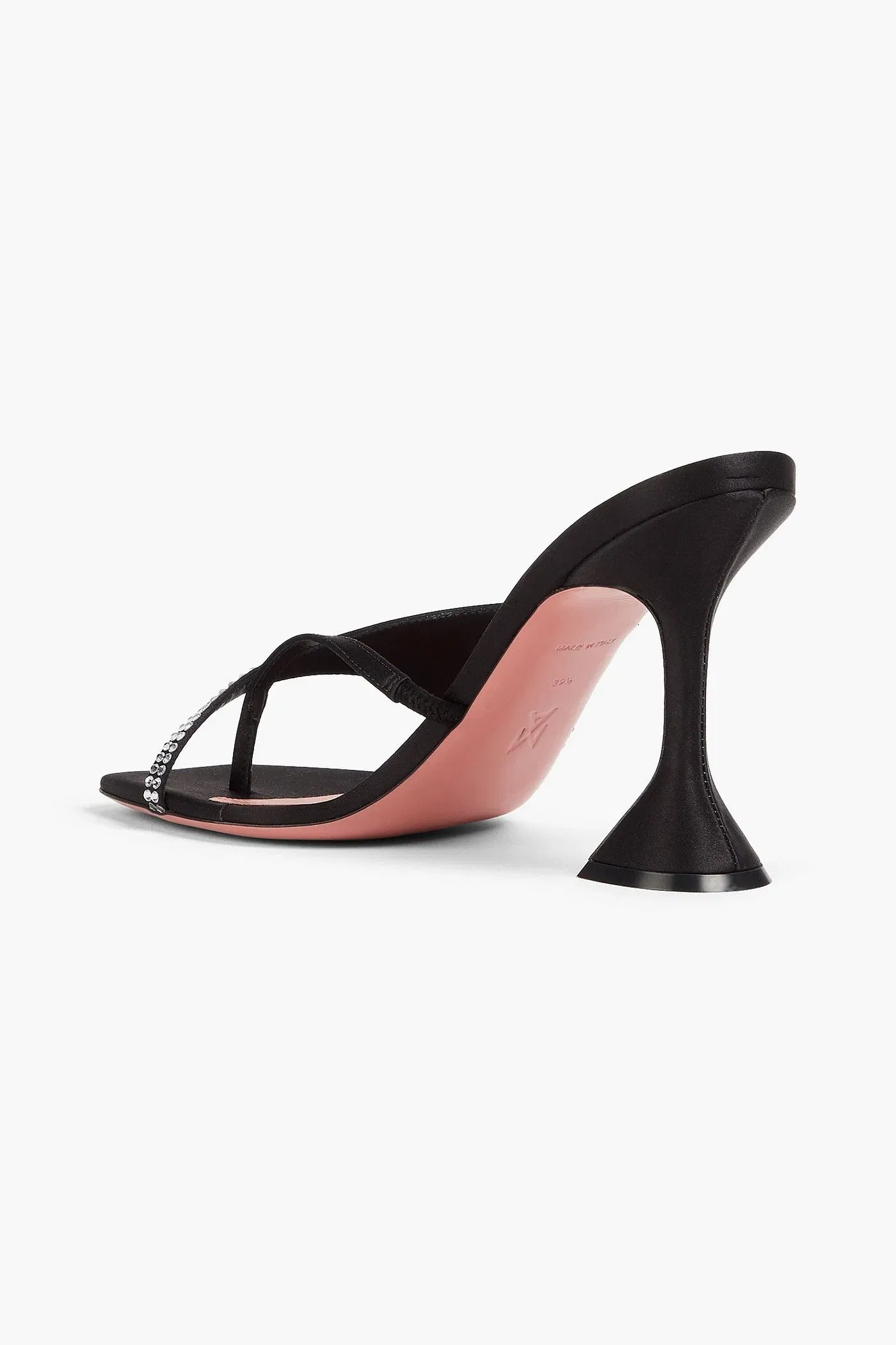 Amina Muaddi Shiona Crystal-Embellished Satin Mules Black Women's
