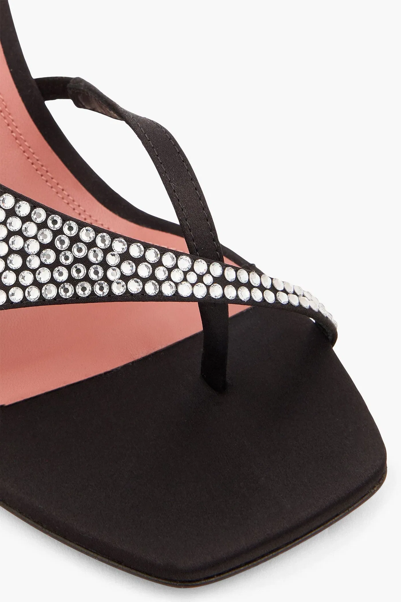 Amina Muaddi Shiona Crystal-Embellished Satin Mules Black Women's