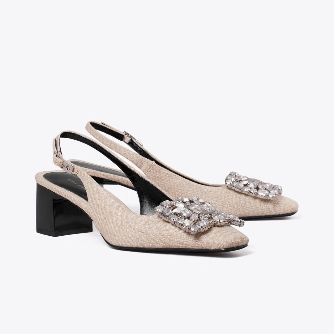 Tory Burch Georgia Crystal Slingback DESERT TAUPE